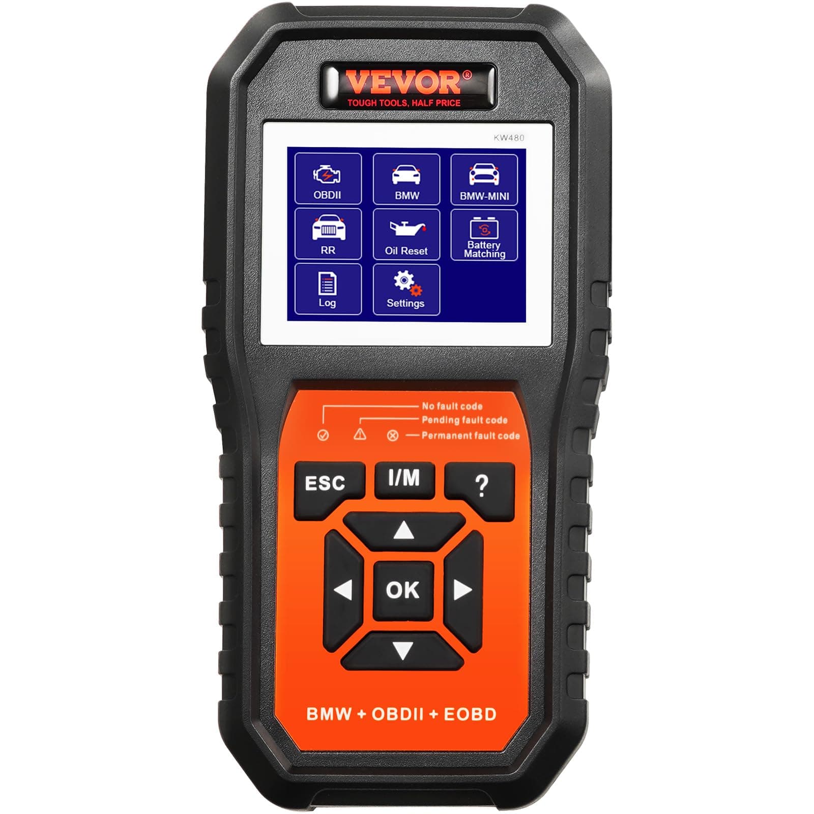 VEVOR BMW OBD2 Scanner Diagnostic Tool, for BMW/Mini/Rolls-Royce, Full System Diagnostic Scan Tool, 12 Special Functions, Car Read Code Reader with CBS SAS EPB ECM DME/DDE Oil Reset, Battery Matching