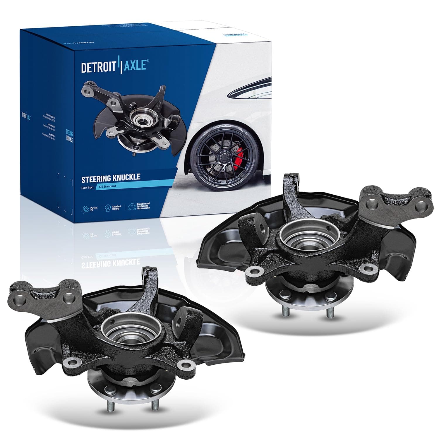 Front 2pc Steering Knuckles for 05-11 Toyota Avalon, 2 Steering Knuckles & Wheel Bearing Hubs Assembly 2005 2006 2007 2008 2009 2010 2011 Replacement