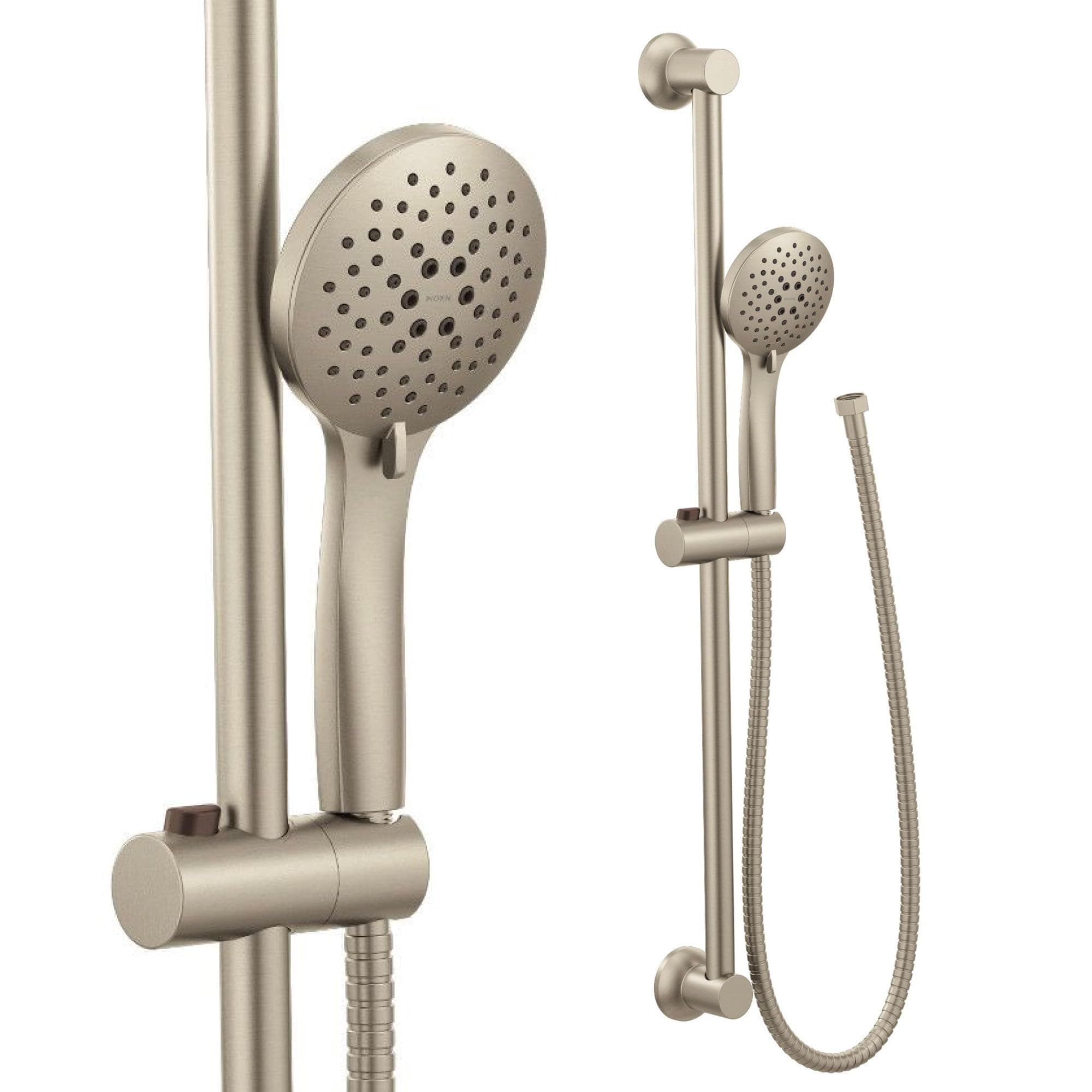 Moen Eco 5‑Function Handshower + Slide Bar, Brushed Nickel