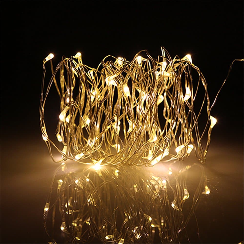 Sponsored Ad – 5M/16.4ft 50 LEDs Fairy String Lights, Battery AA Operated Silver Wire Fairy Lights for Indoor Bedroom Wedding Christmas Party Decoration (Warm White)