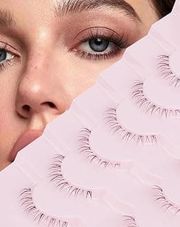 Jiocolor Lashes Bottom Lashes Strip Natural Bottom Eyelashes Wispy Under False Lashes Lower Lashes Extension Clear Band Mink Lashes 7 Pairs R1