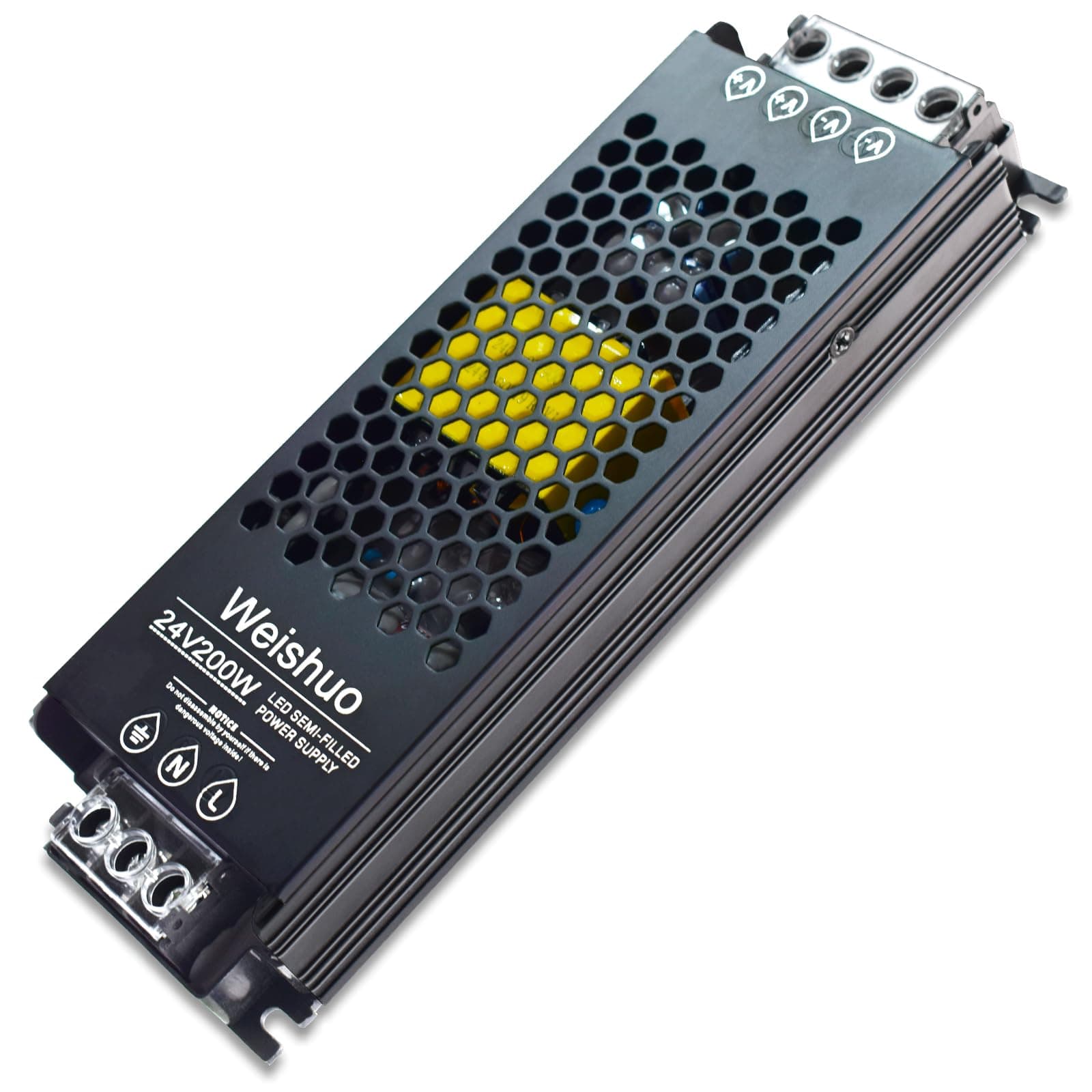 LED Driver 24V 200W 8.3A LED Transformer IP20 AC 220V to DC 24 Volt Constant Voltage Slim Switching Power Supply for LED Strip Lights LED Bulbs and Indoor Lamps, Black