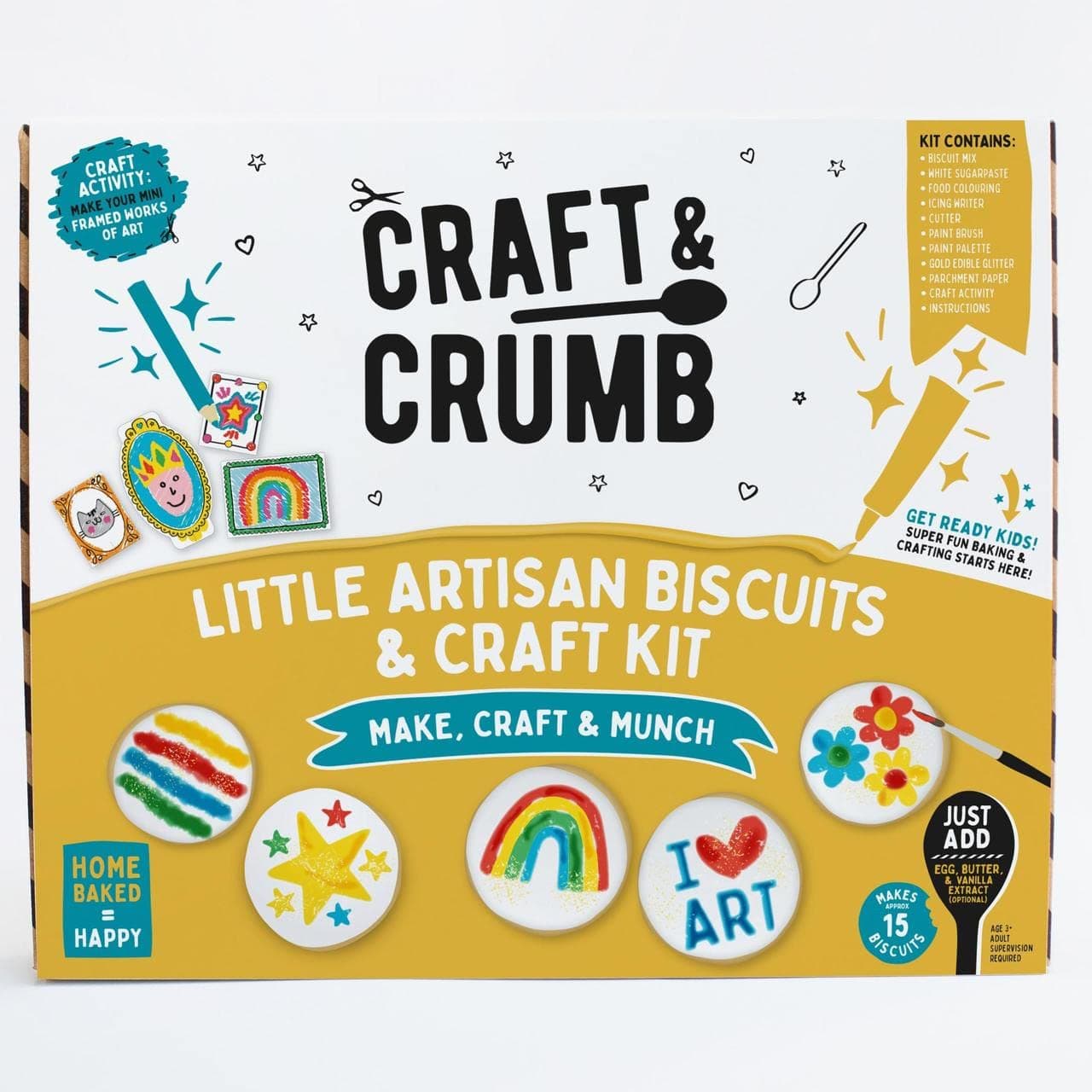 Craft & Crumb Little Artisans Baking & Decorating Kit - Includes Cookie Mix & Icing - Kids Easy Baking Activities - Gifts for Children - Birthday Present Ideas