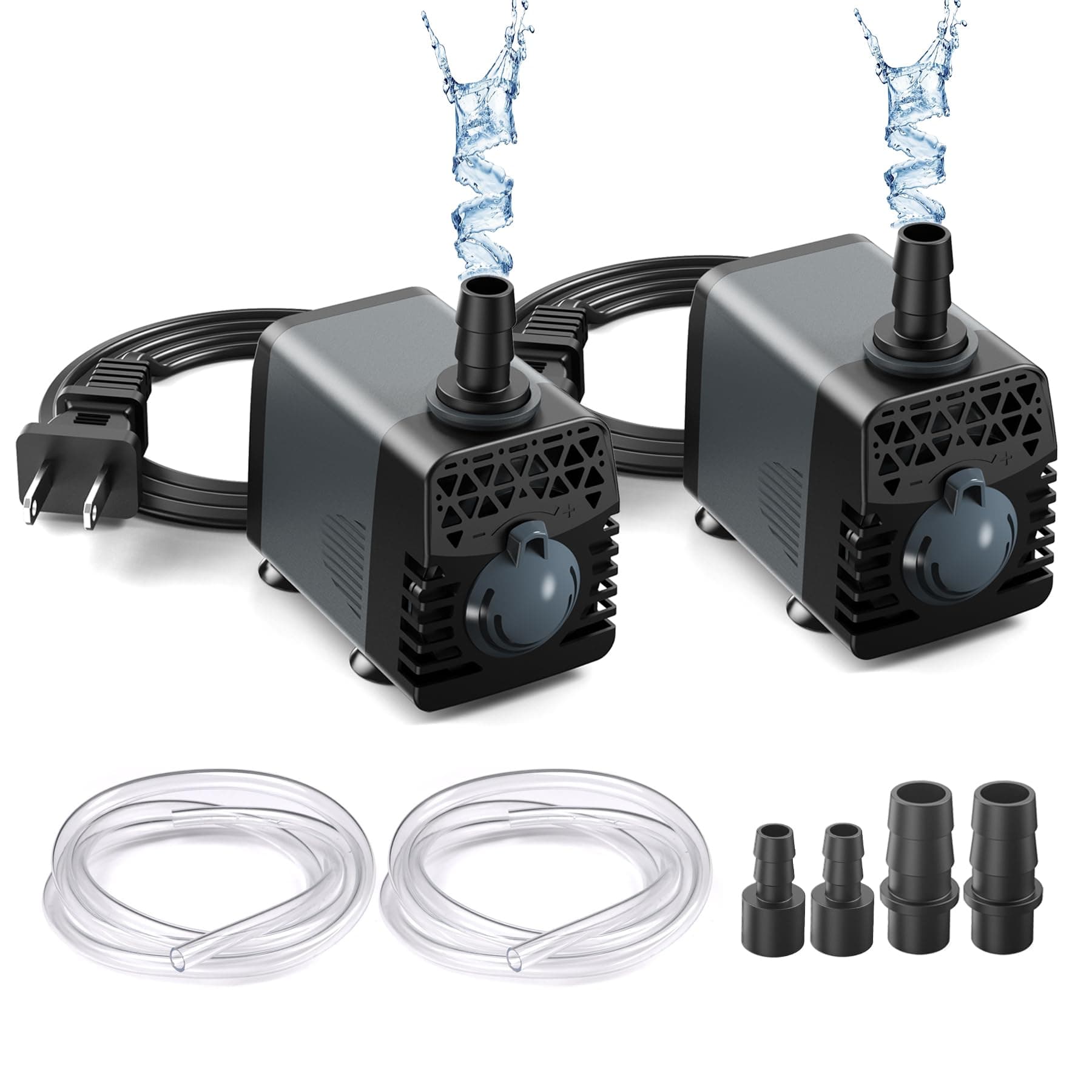 Ankway Upgraded Submersible Water Pump Humanized Rotation Switch with 2 Nozzles for Pond Aquarium Fish Tank Fountain Inline, with 5.9ft (1.8M) Power Cord