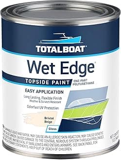 TotalBoat Wet Edge Topside Marine Paint Premium Polyurethane Coating for Boats, RVs, Exterior Trim, Fiberglass, Metal, and Wood (Bristol Beige, Quart)