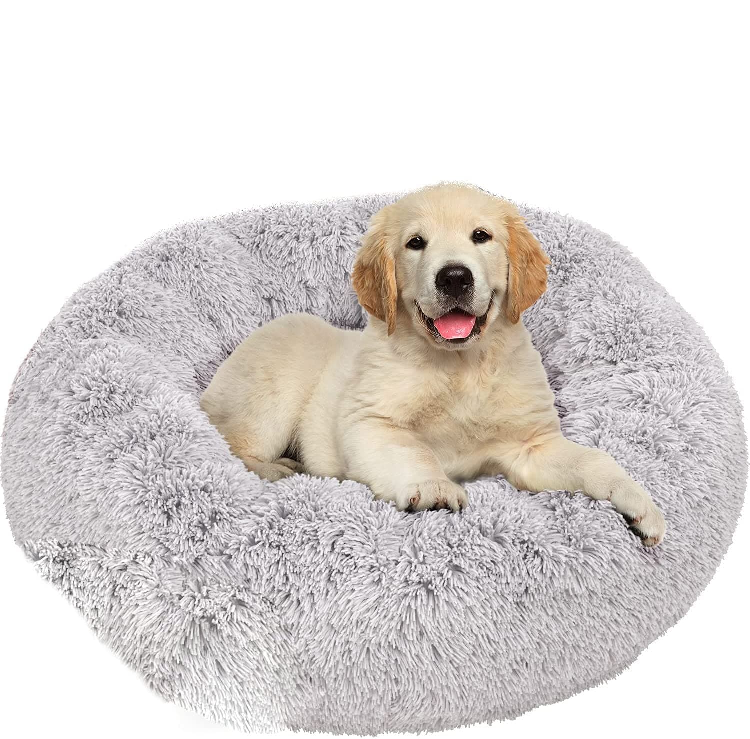 Pets Plush Calming Dog Bed - Washable for Small, Medium & Large Dogs - Anti-Anxiety, Soft Fuzzy Bed for Dogs & Cats - Comfy Marshmallow Cuddler Nest