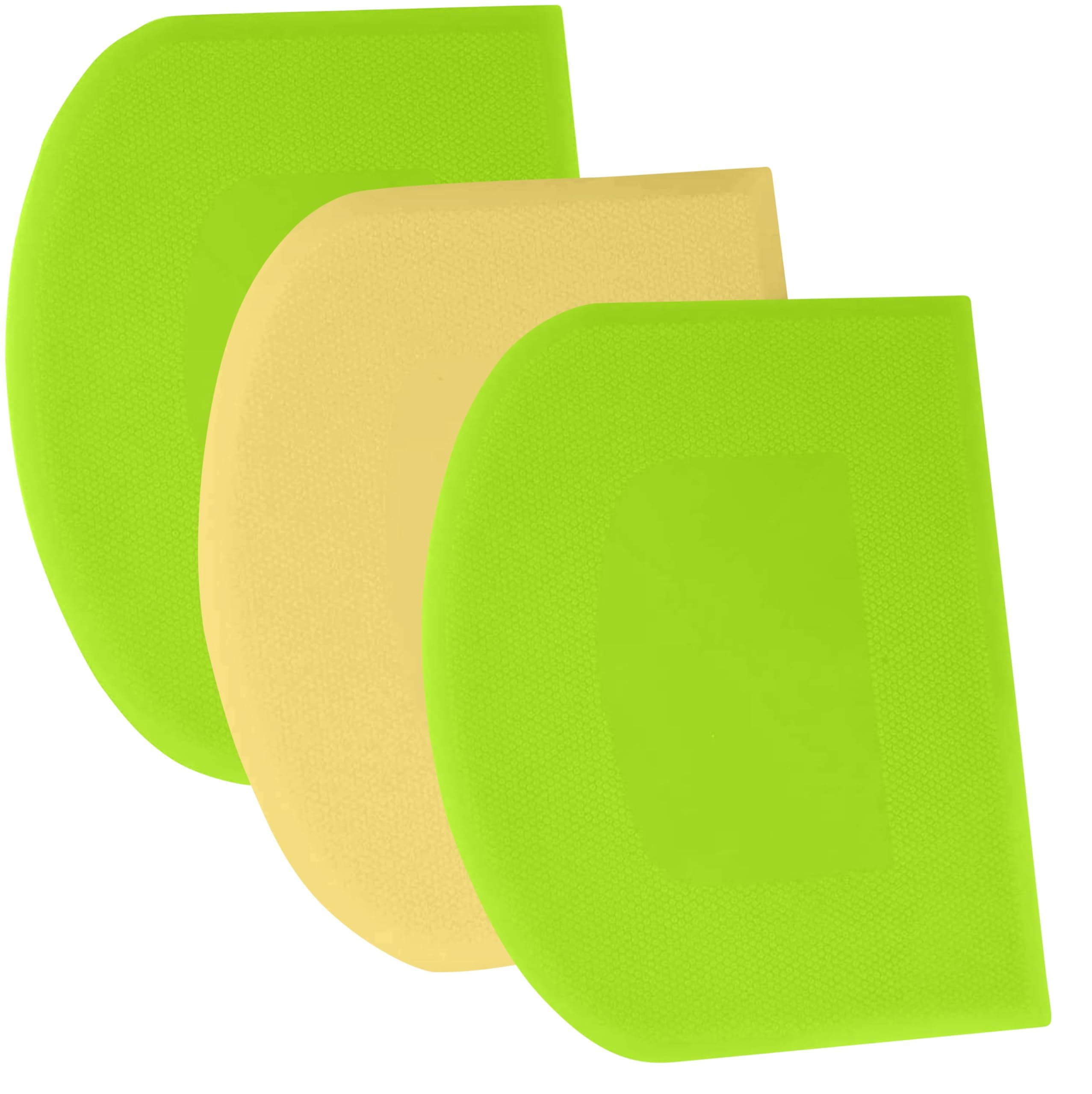 SURDOCA Dough Scraper Bench Scraper - 3P 4.7x3.7" Plastic Flexible Bowl Scraper, Sharp Edge & Angles Cake Scraper. Non-Slip Bakeware Decorating Tools Sculpting & Modeling Tools - Green+Yellow+Green
