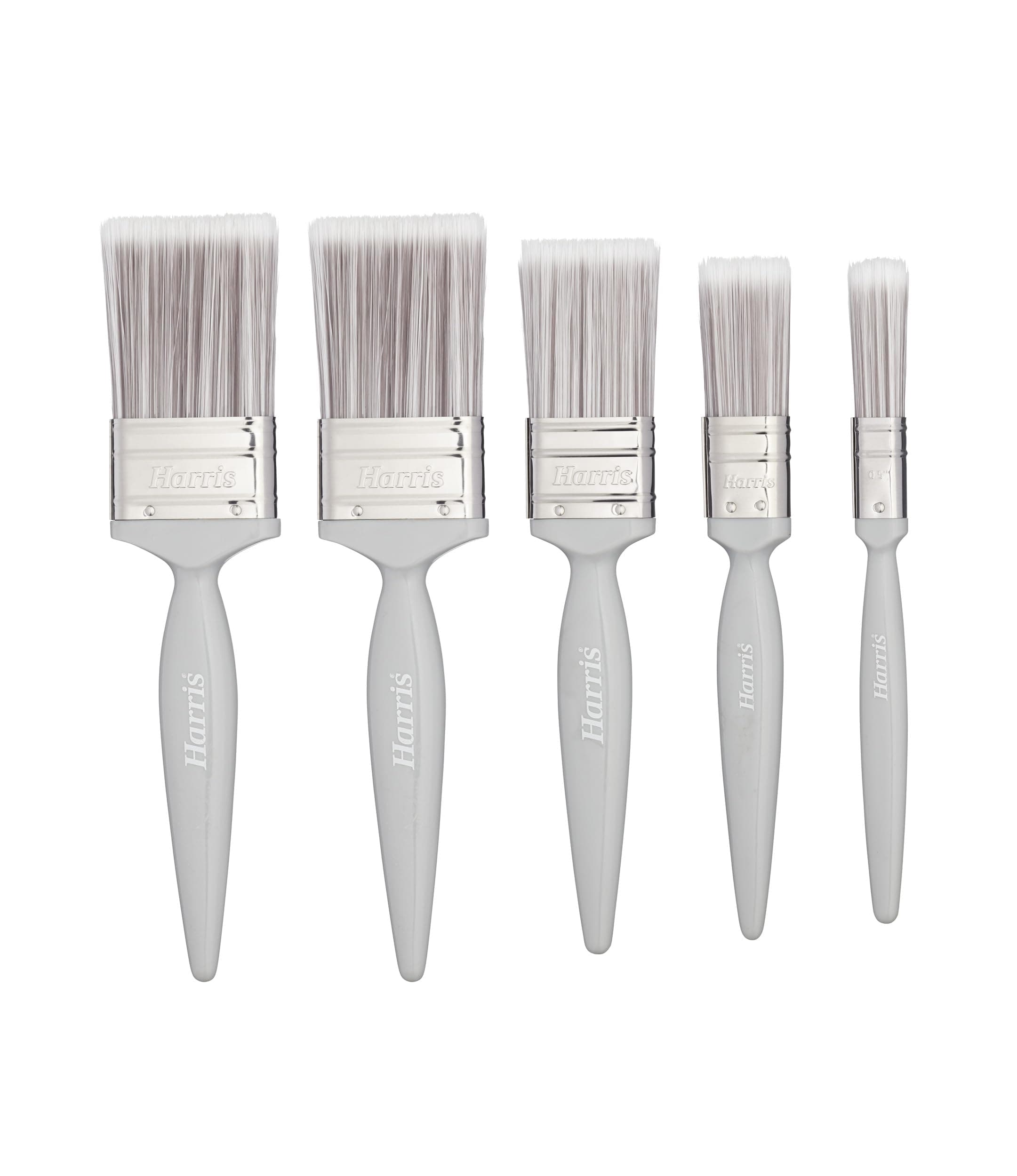 Harris Essentials Walls & Ceilings Paint Brush Set | Pack of 5 | 0.5", 1", 1.5", 2", Grey