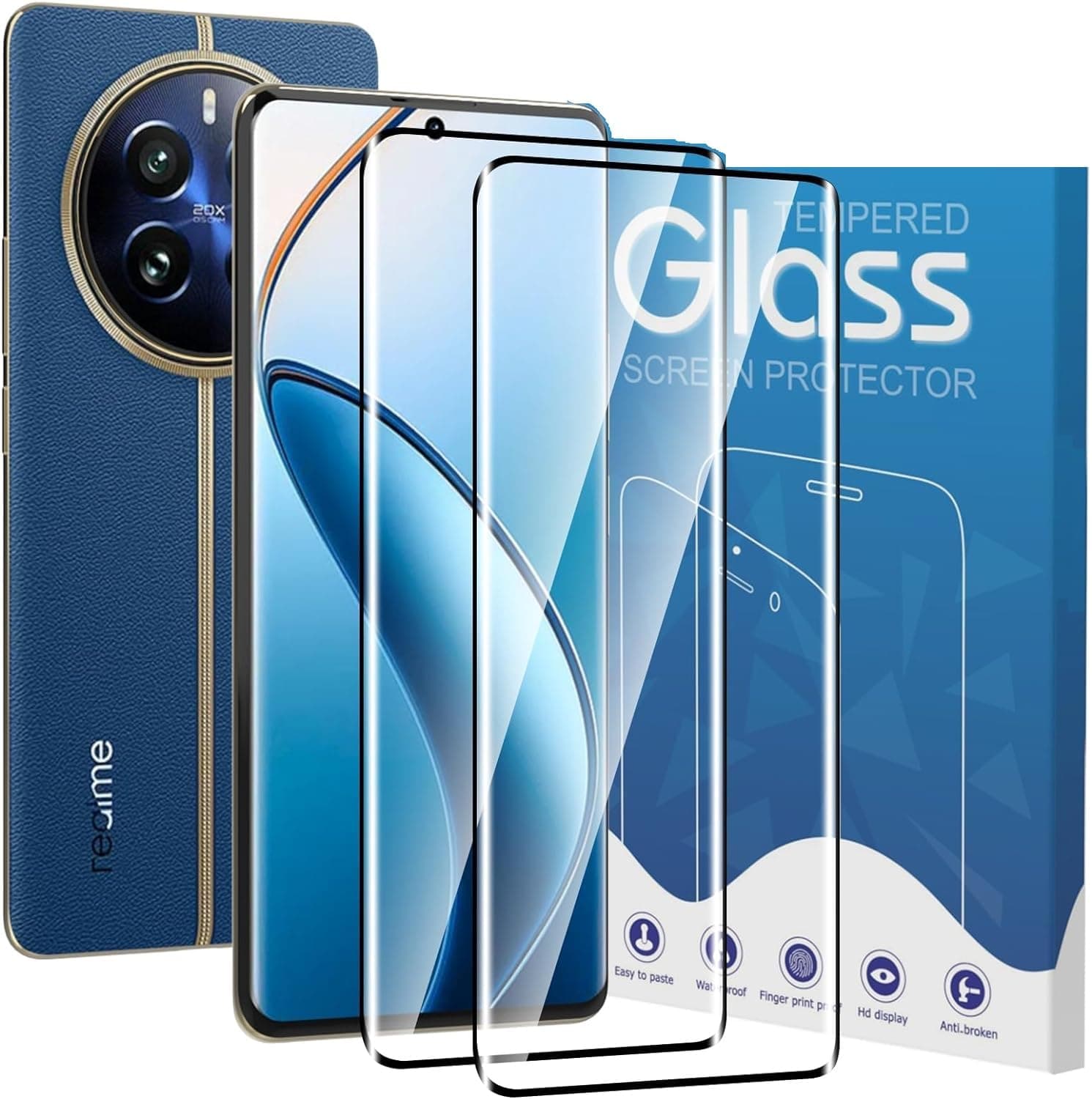 2 Pack 3D Tempered Glass for Realme 12 Pro/12 Pro+ Screen Protector,9H Hardness,Ultra Resistant,Anti-Fingerprints,No Bubbles,HD-Clear,Full Coverage Phone Film for Realme 12 Pro/12 Pro Plus