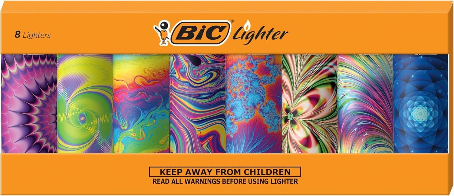 Special Edition Psychedelic Patterns Series Maxi Pocket Lighters, Set of 8 Lighters