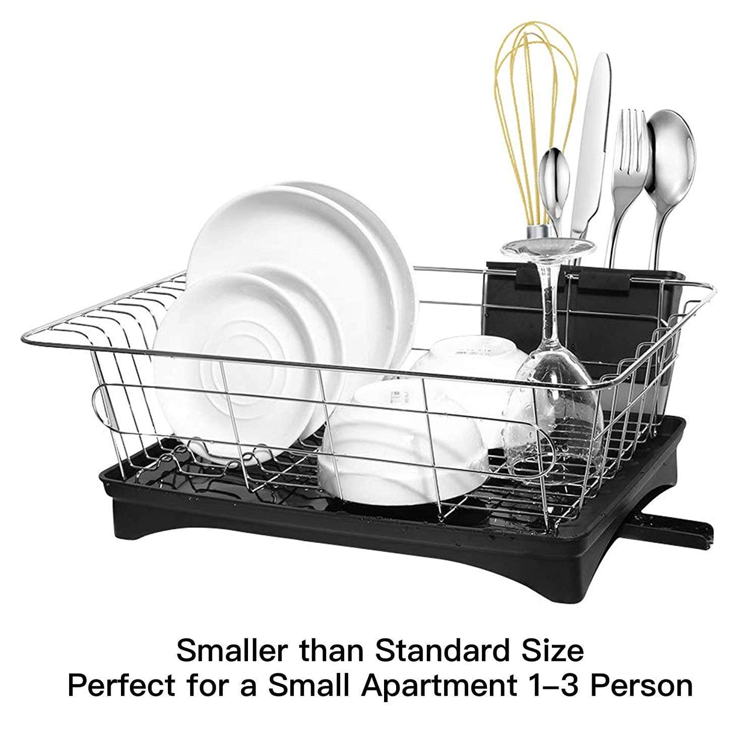 Dish Drying Rack, Sink Dish Drainer with Drain Board Premium Stainless Steel for Kitchen Dish Racks 16.7 x11.2 x5.9IN