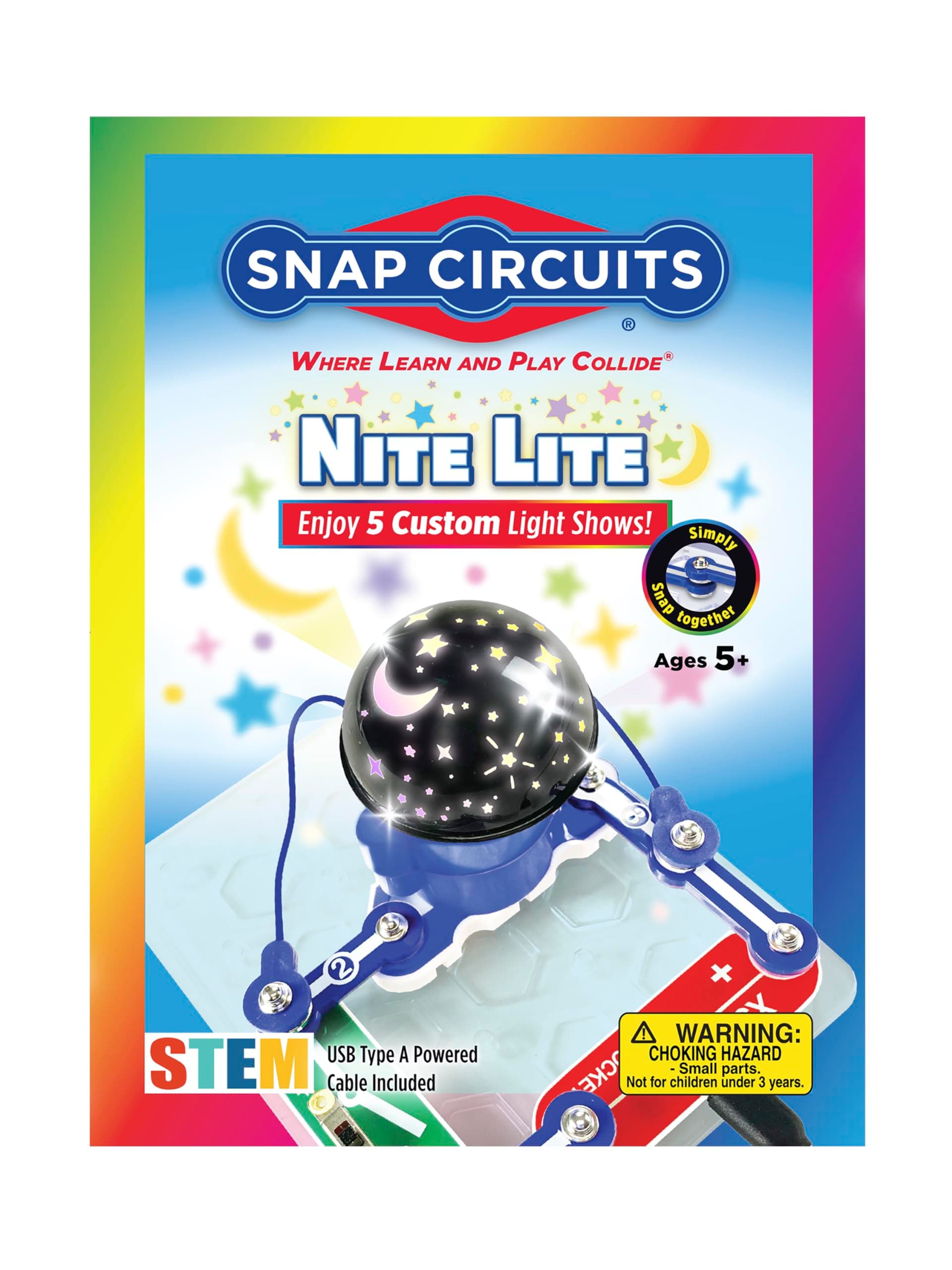 Nite Lite | STEM Building Kit for Kids | Educational Electronics Toy | DIY Night Light with 5 Lights Show | Buildable Night Lights Electronic Toys for Ages 5+ | Colorful Light Displays