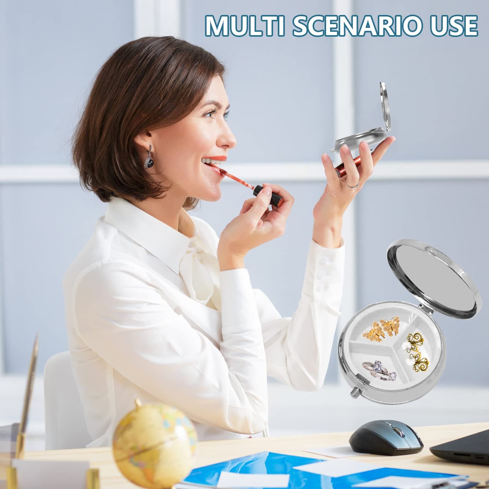 Pill Box 3 Compartment Small Pill Case,Portable for Pocket or Purse Pill Organizer Pill Container Holder to Hold Vitamins, Medication, Fish Oil and Supplements(Starry Night)