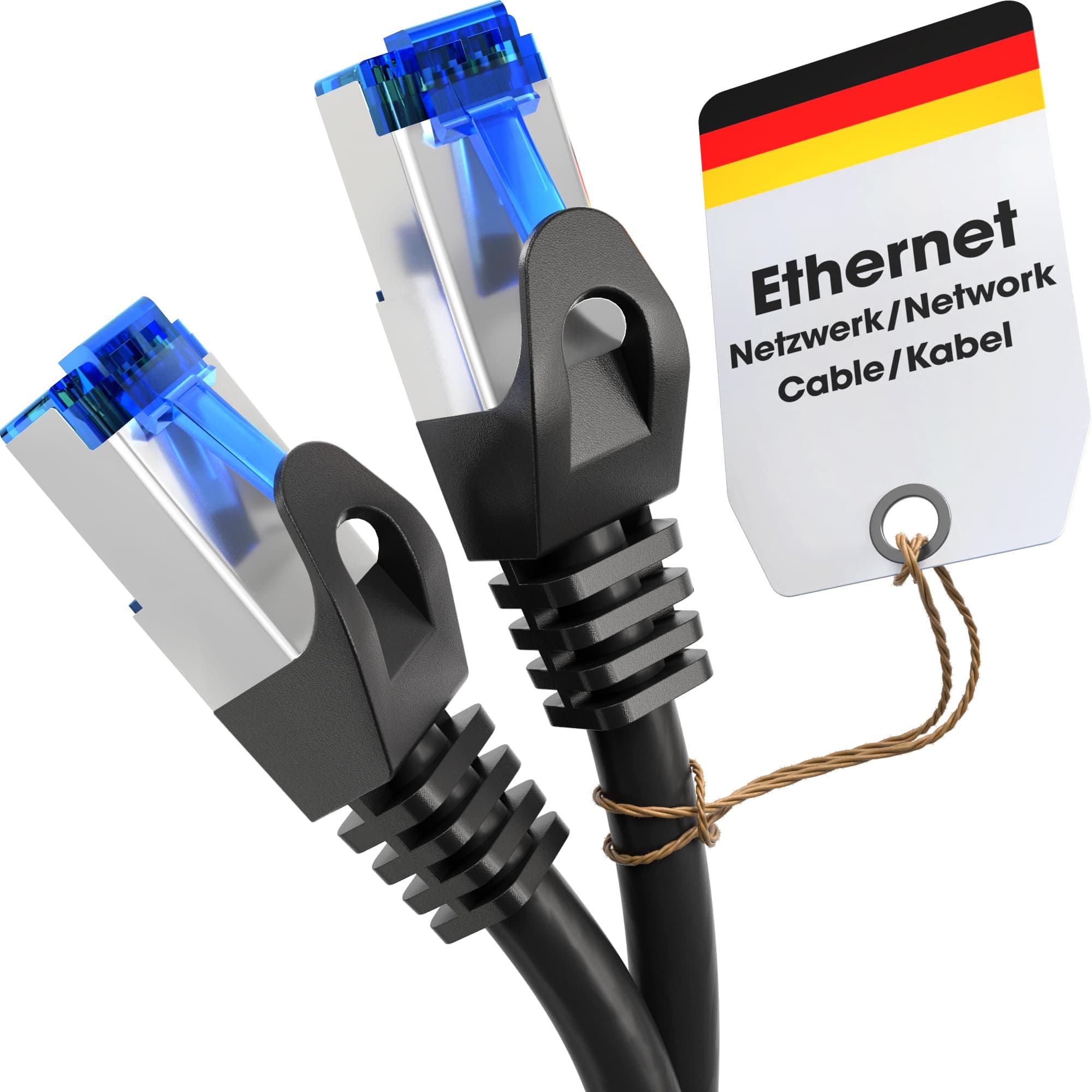 KabelDirekt – 30m – Ethernet, patch & network cable (transfers gigabit internet speed, ideal for 1Gbps networks/LANs, routers, modems, switches, RJ45 plug (silver), black)