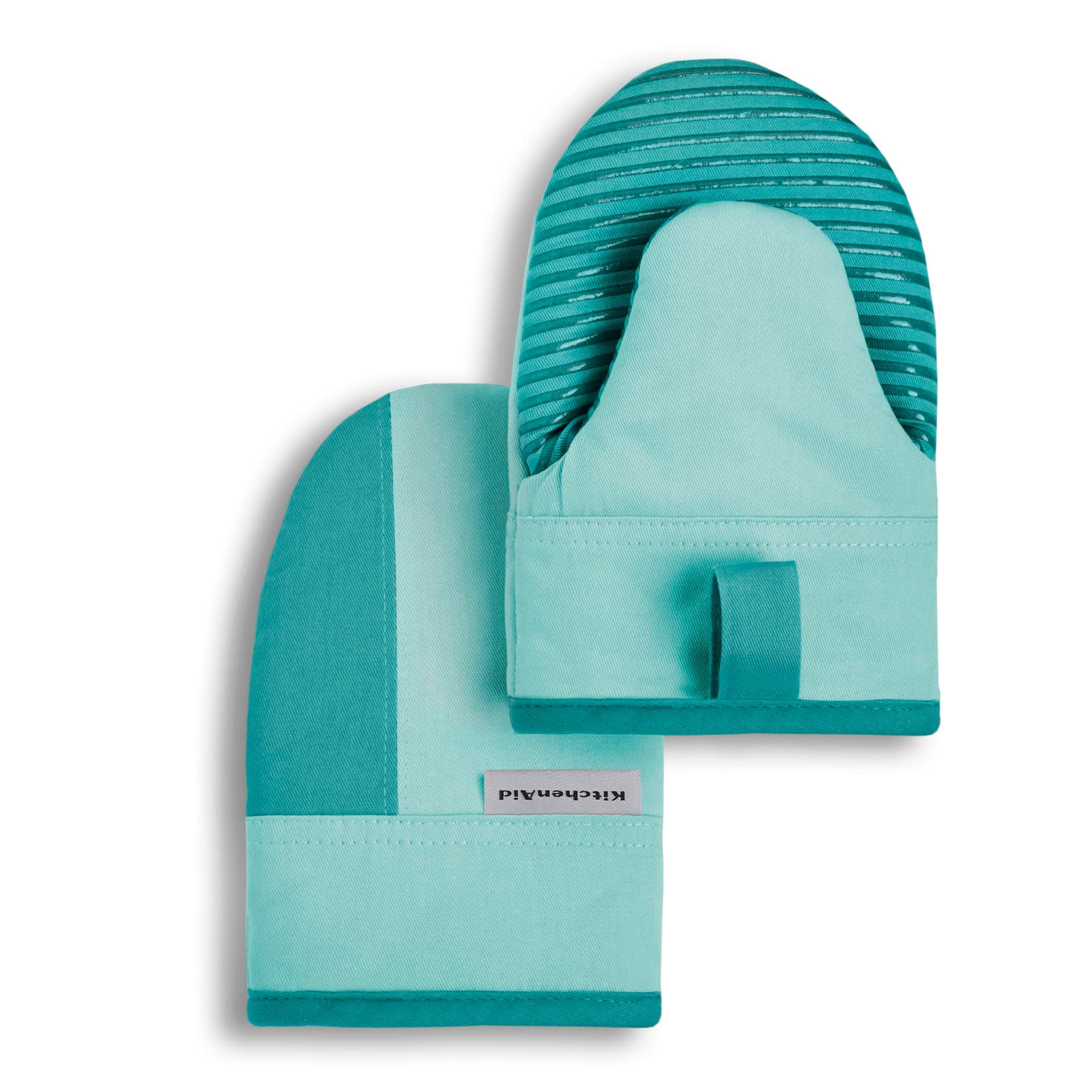 Beacon Two-Tone Non-Slip Mini Oven Mitt Set, Aqua Sky, 5.5"x8", 2 Piece