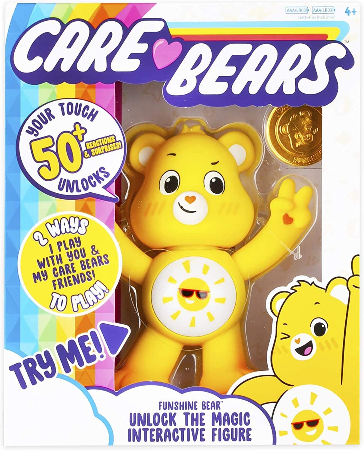 Care Bears Basic Fun! 22054 Unlock The Magic-Interactive Figures-Fun Shine Bear-Ages 4+, 3