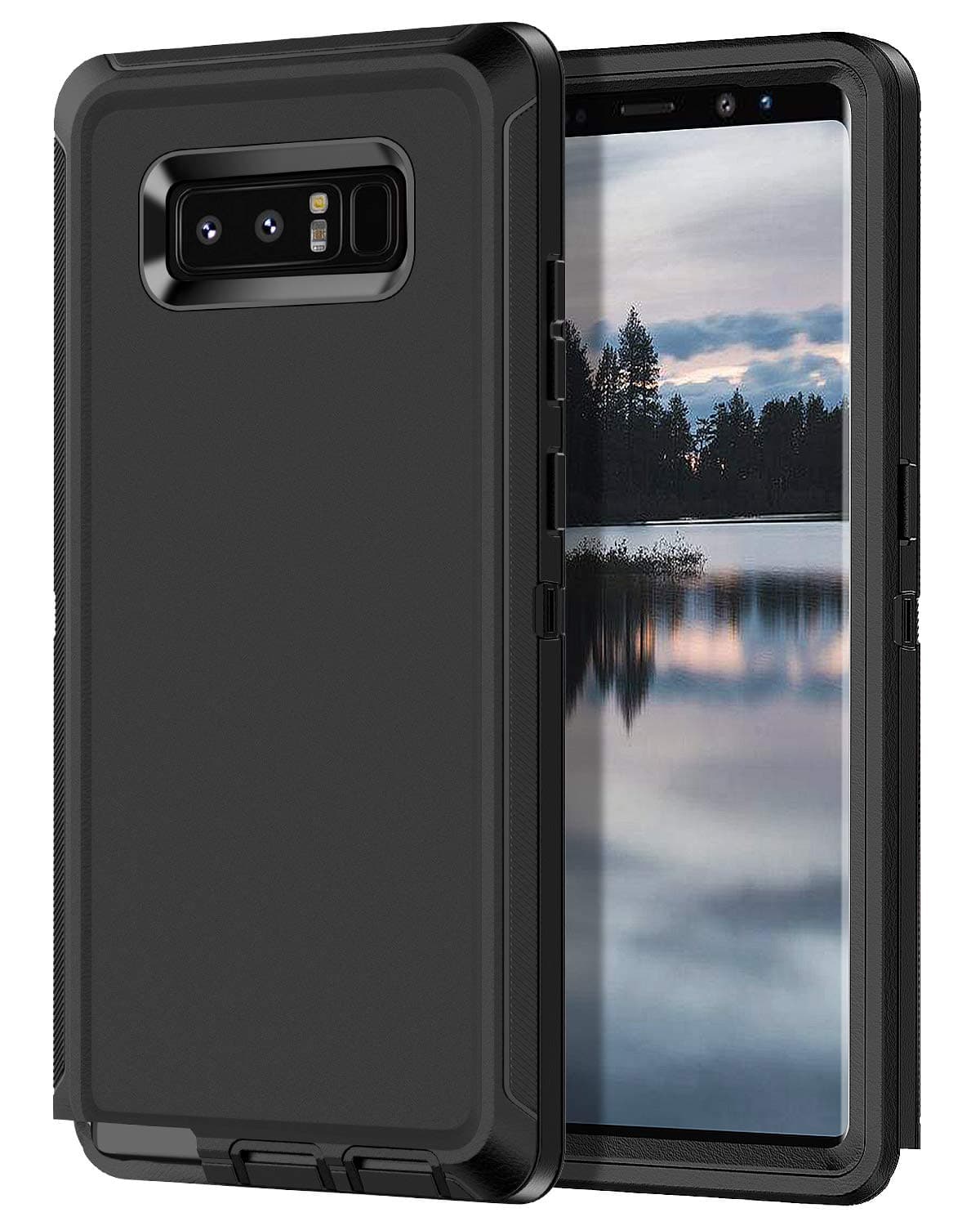 I-HONVA for Galaxy Note 8 Case Shockproof Dust/Drop Proof 3-Layer Full Body Protection [Without Screen Protector] Rugged Heavy Duty Cover Case for Samsung Galaxy Note 8, Black