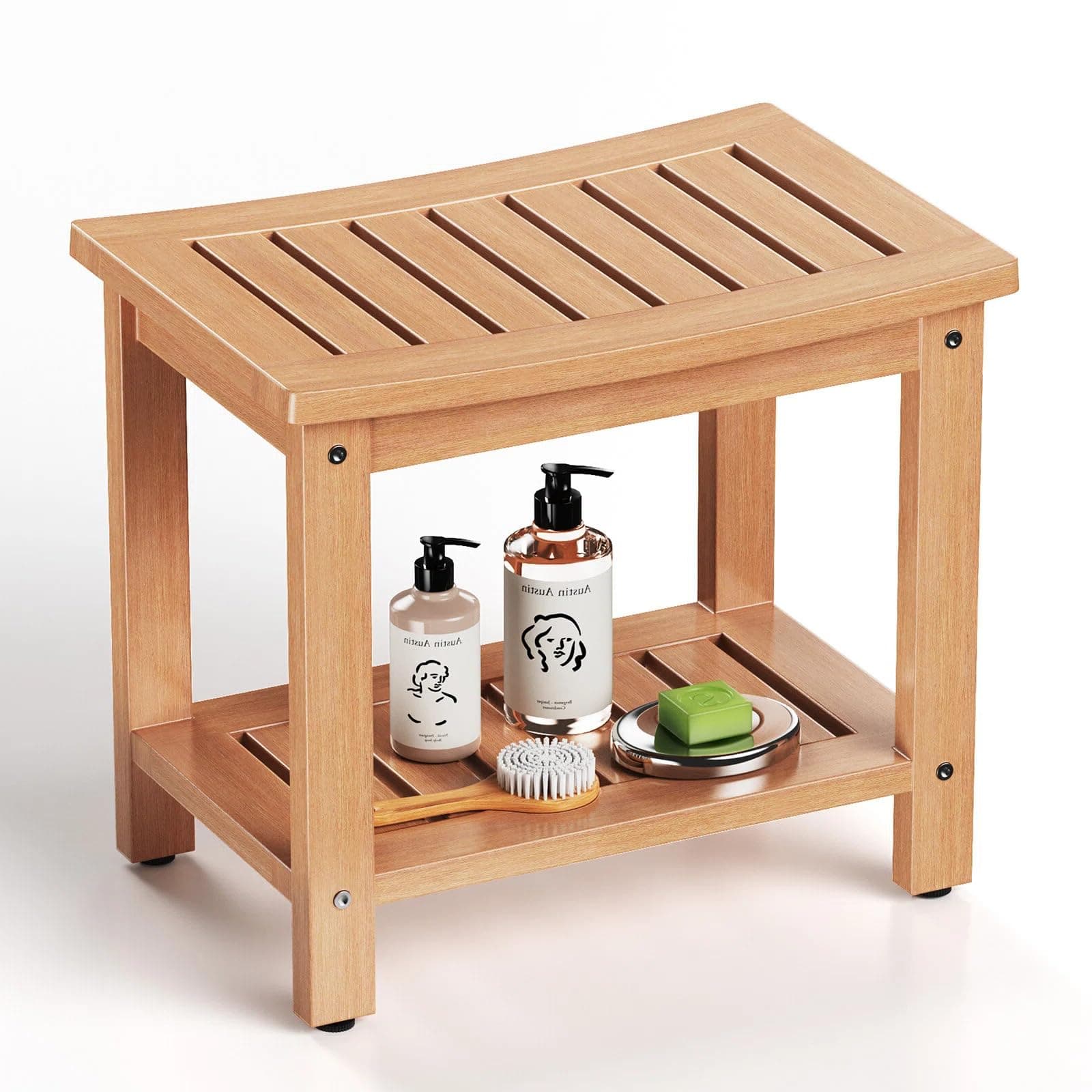 Teak Color Shower Bench