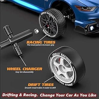 1:24 Scale RC Drift Car 4WD 2.4GHz 30KM/H High Speed Racing Sport Toy Car with LED Lights Racing and Drift Wheels (8601-Pink)