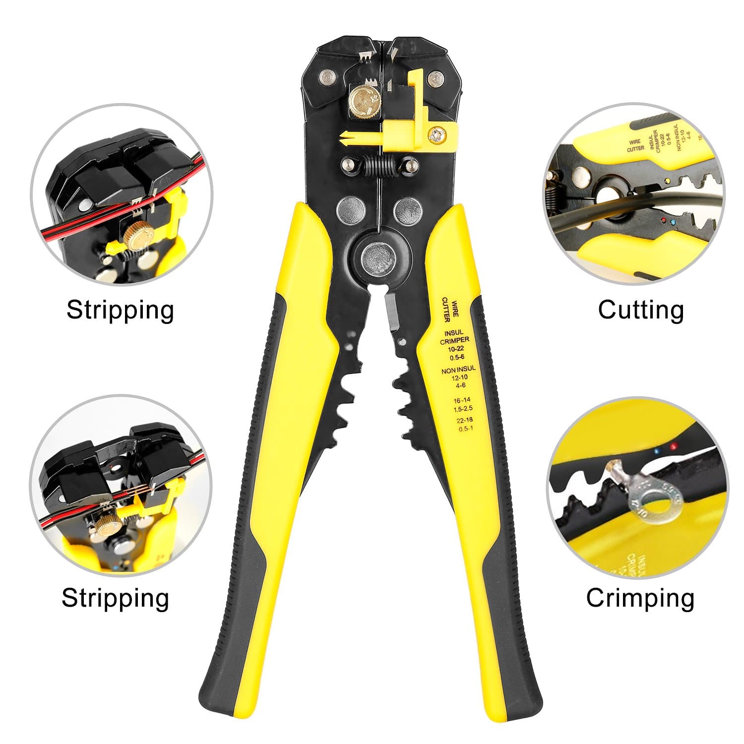 Wire Stripper, Anbaituer Self-adjusting Cable Cutter Crimper with 3 in 1 Multi Pliers for Wire Stripping, Cutting, Crimping 10-24 AWG (0.2~6.0mm²)