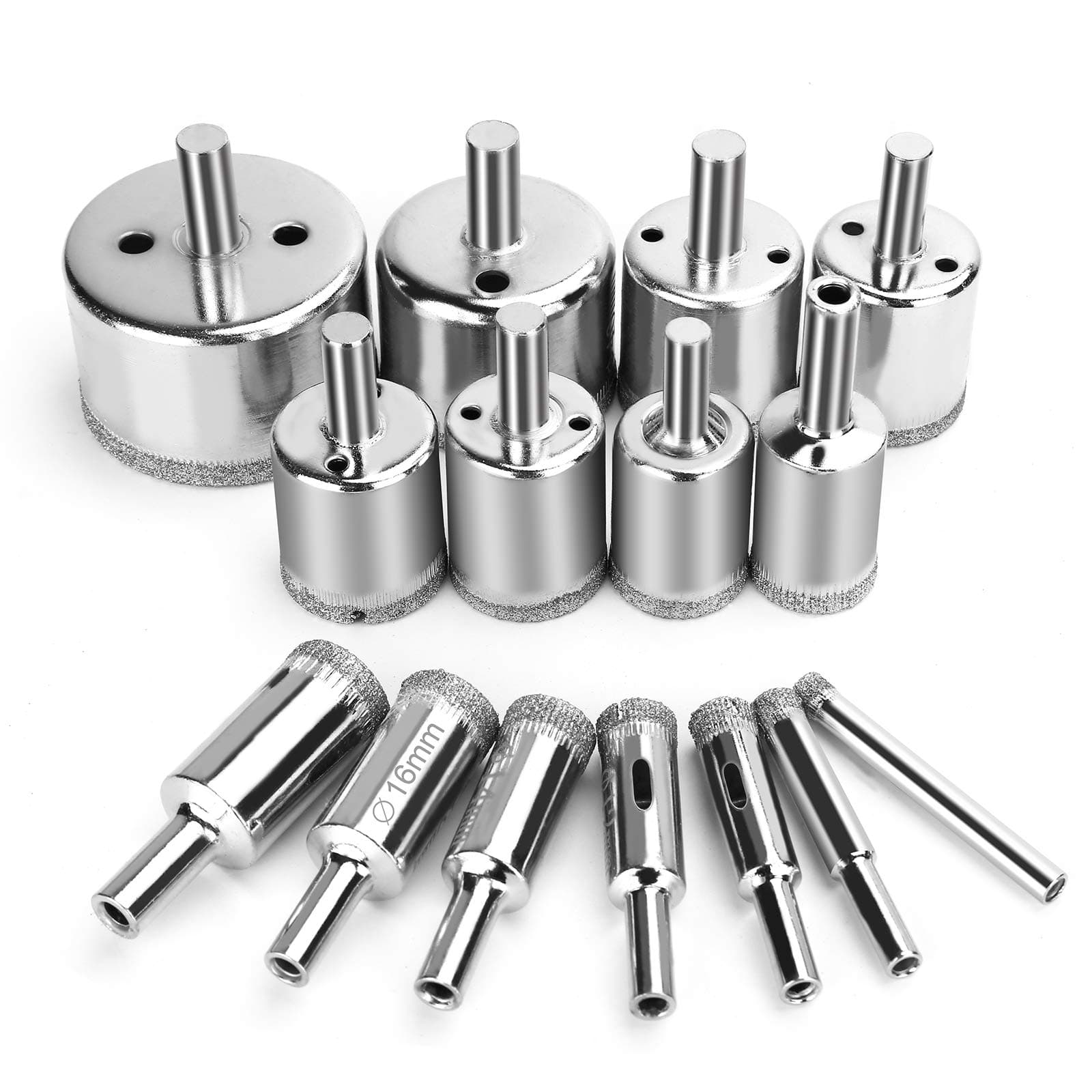 15 Pcs Diamond Drill Bits for Ceramic, Diamond Hole Saw Drill Bit Set Kit, Premium Glass Drill Bit for Bottles,Pots, Marble, Granite Stone, Tile Cutting 0.23 Inch - 2 Inch（6mm - 50mm） YLYL