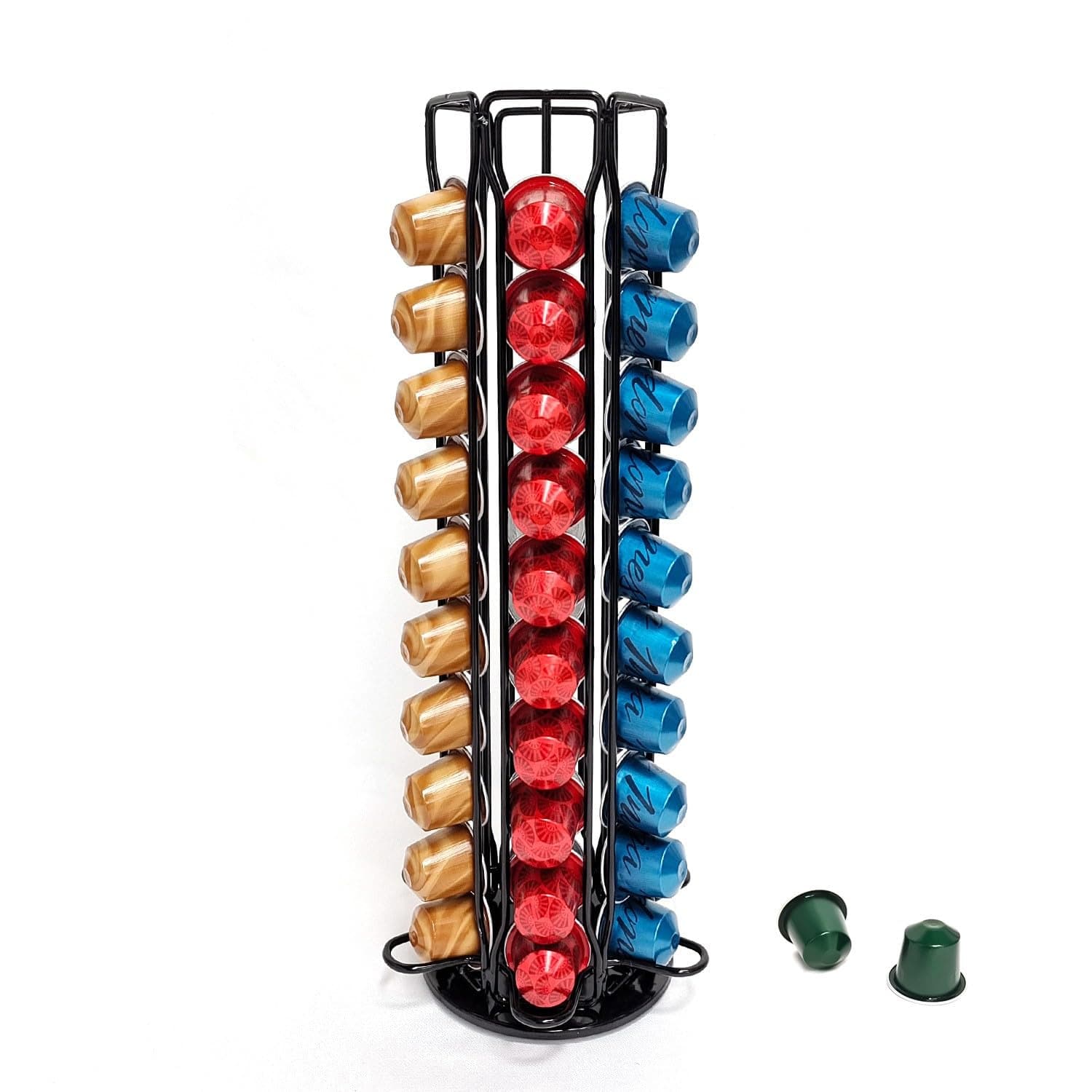 60 Pcs Coffee Pod Holder, 360 ° Rotating K Cup Capsule Stand, Home Countertop Station Organizer, Drawer Holds (Black)