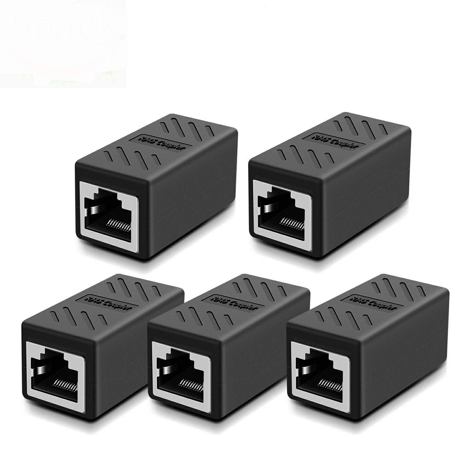 ABIN 5Pack RJ45 Coupler, Network Coupler, Ethernet Connectors, Hielded in-Line Coupler for Cat7/Cat6/Cat5e/Cat5 Ethernet Cable Extender Connector - Female to Female