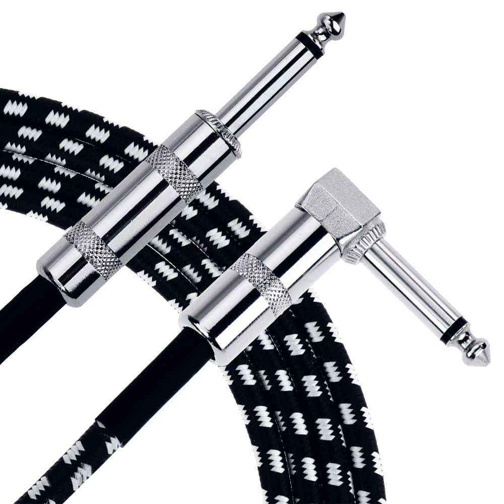 Anpro Guitar Cable 3 m /10 FT, 6.3 mm Guitar Lead Cable,Instrument Cable for Electric Bass Keyboard - Straight to L Shape Plugs