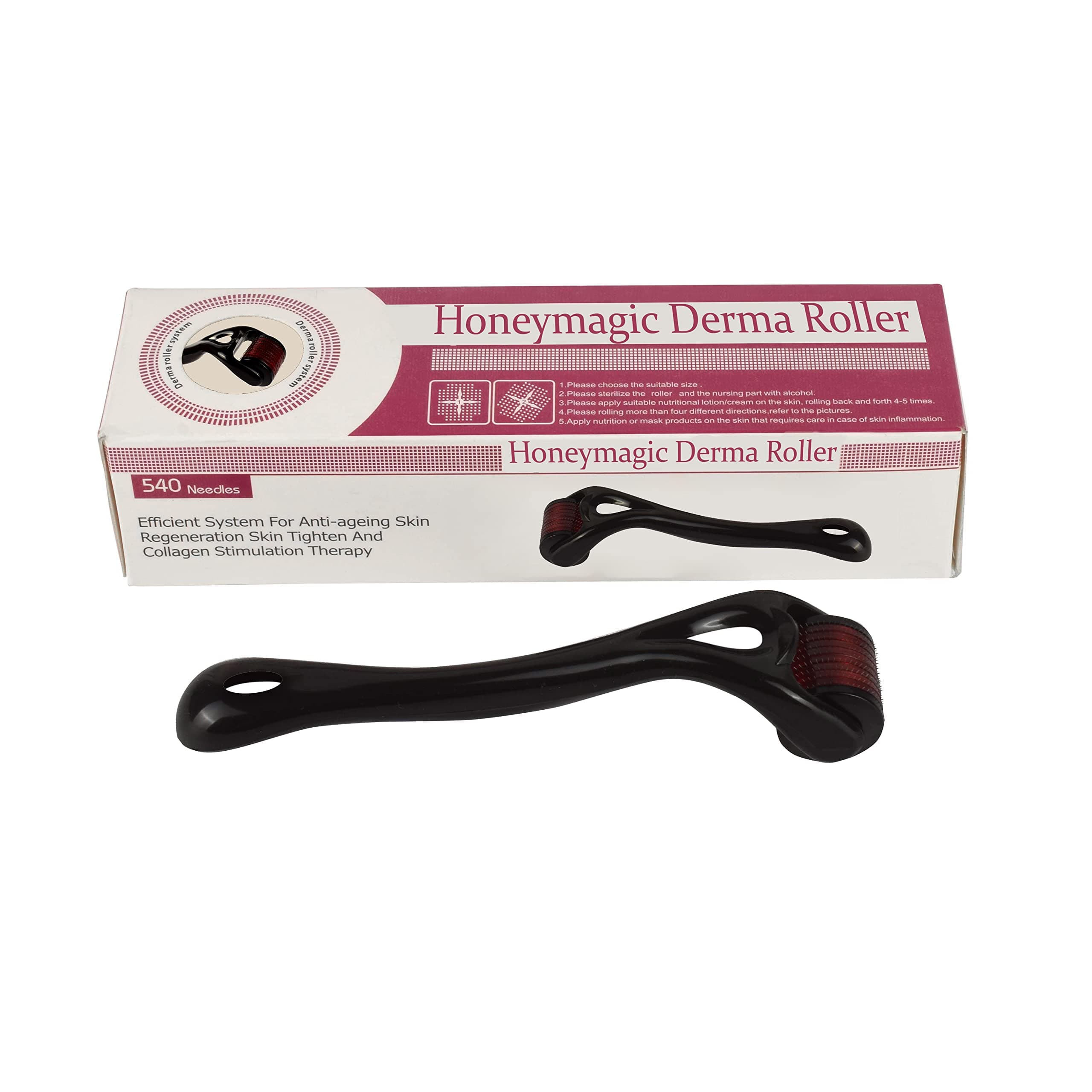 Honeymagic Micro Roller (0.5mm, 1.0mm, 1.5mm) Titanium Micro Needles/Beard & Hair Follicle Stimulator,Acne, Skin, Stretch marks, Ageing (1.00MM)