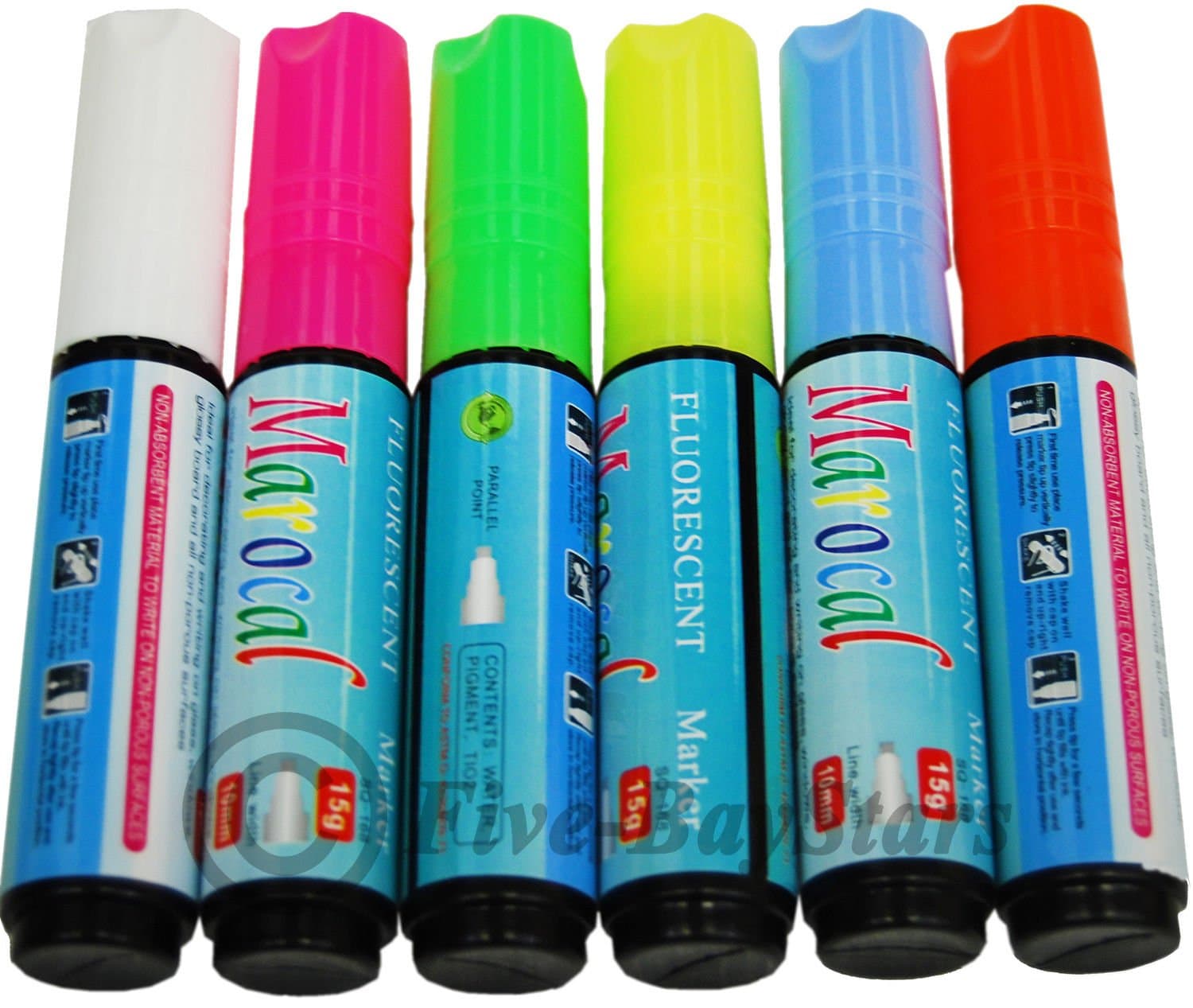 6 pcs Highlighter Fluorescent Liquid Chalk Marker Pen for LED Writing Board 10mm