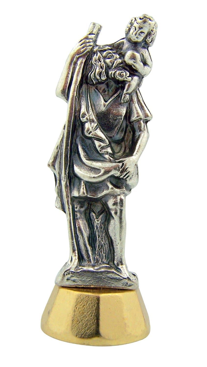 St Christopher Auto CAR Statue with Adhesive Back -Made in Italy