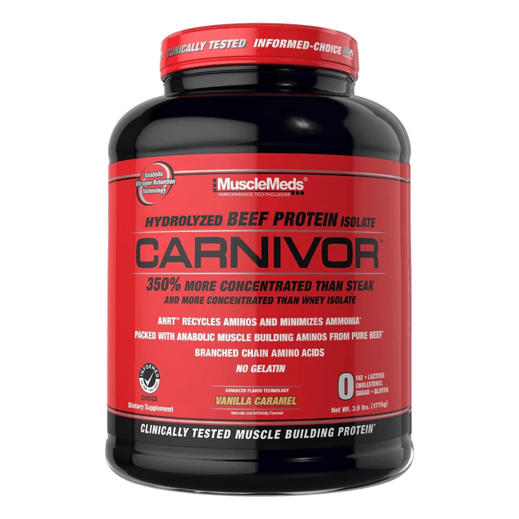 MuscleMeds Carnivor Bioengineered Beef Protein Isolate, Vanilla Caramel, 3.9 Pound - HALAL