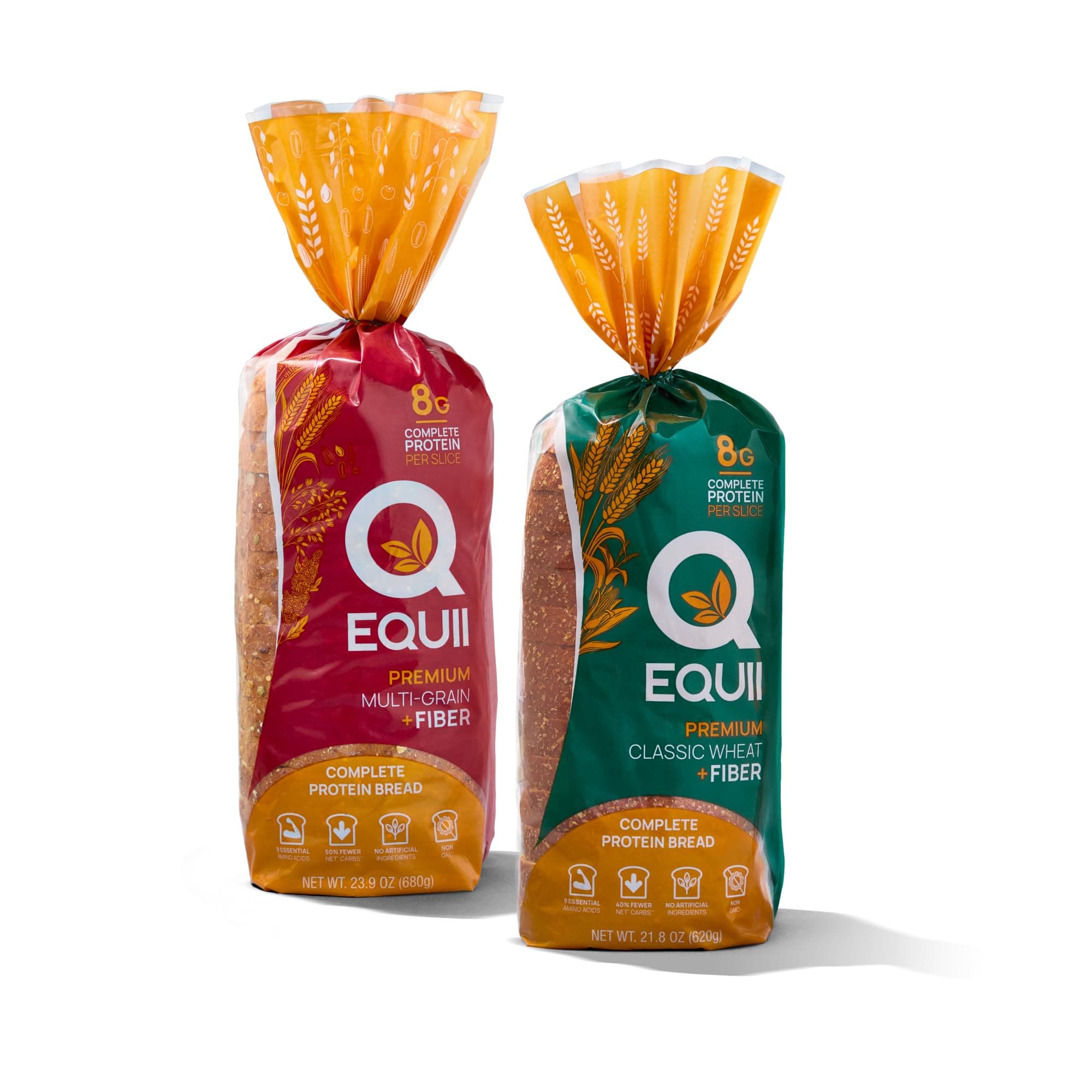 EQUIIBalance Protein + Fiber Bread Bundle - Classic Wheat & Multi Grain - Vegan - 8g Protein per Slice - 4 Grams of Fiber - Low Sugar - Low Carbs - 9 Essential Amino Acids - 2 Loaves - 27.7oz (784g)