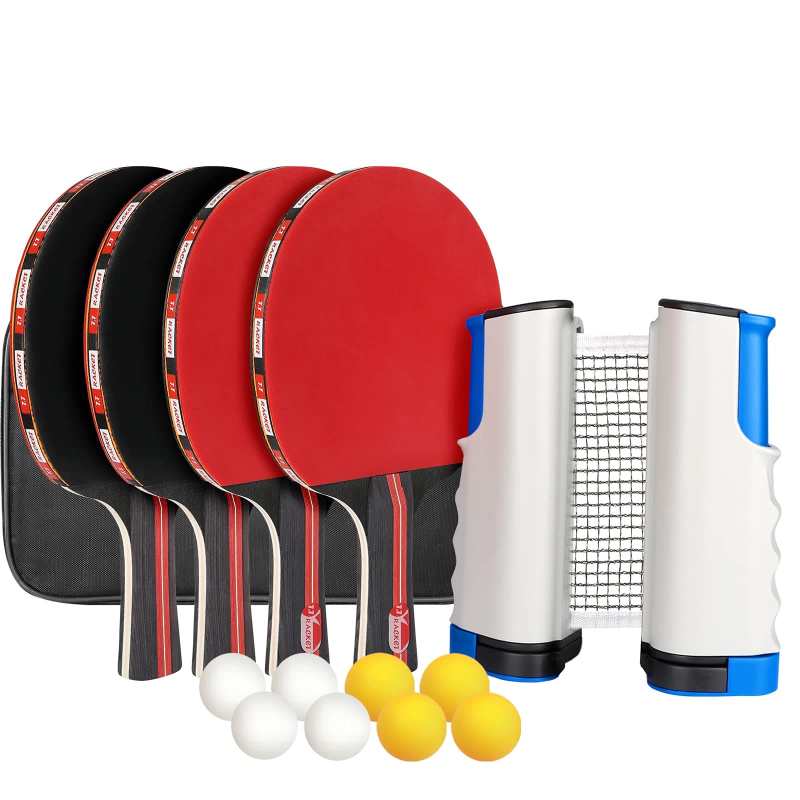 XDDIAS Instant Table Tennis Set, Table Tennis Bat + Extendable Table Tennis Net + Balls, Ping Pong Set Game Ideal for Beginners, Families and Professionals