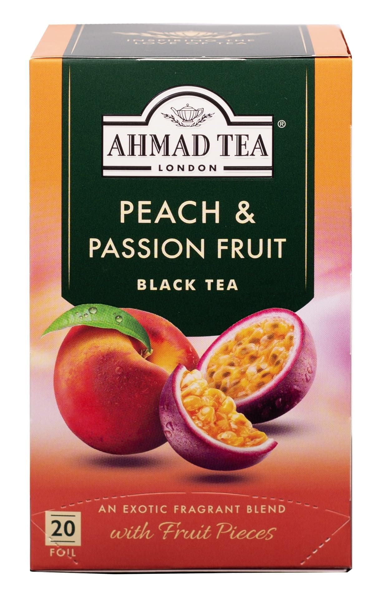 Fruit Black Tea | Peach & Passion Fruit Black Tea | 20 Teabag Sachets | 1 Pack