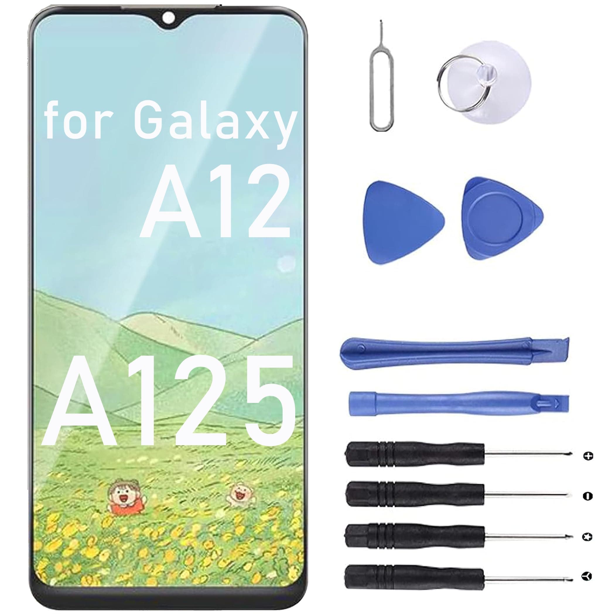 A12 Screen Replacement for Samsung Galaxy A12 SM-A125F,LCD Display Touch Screen Digitizer Assembly Replacement Parts with Repair Tools Kit