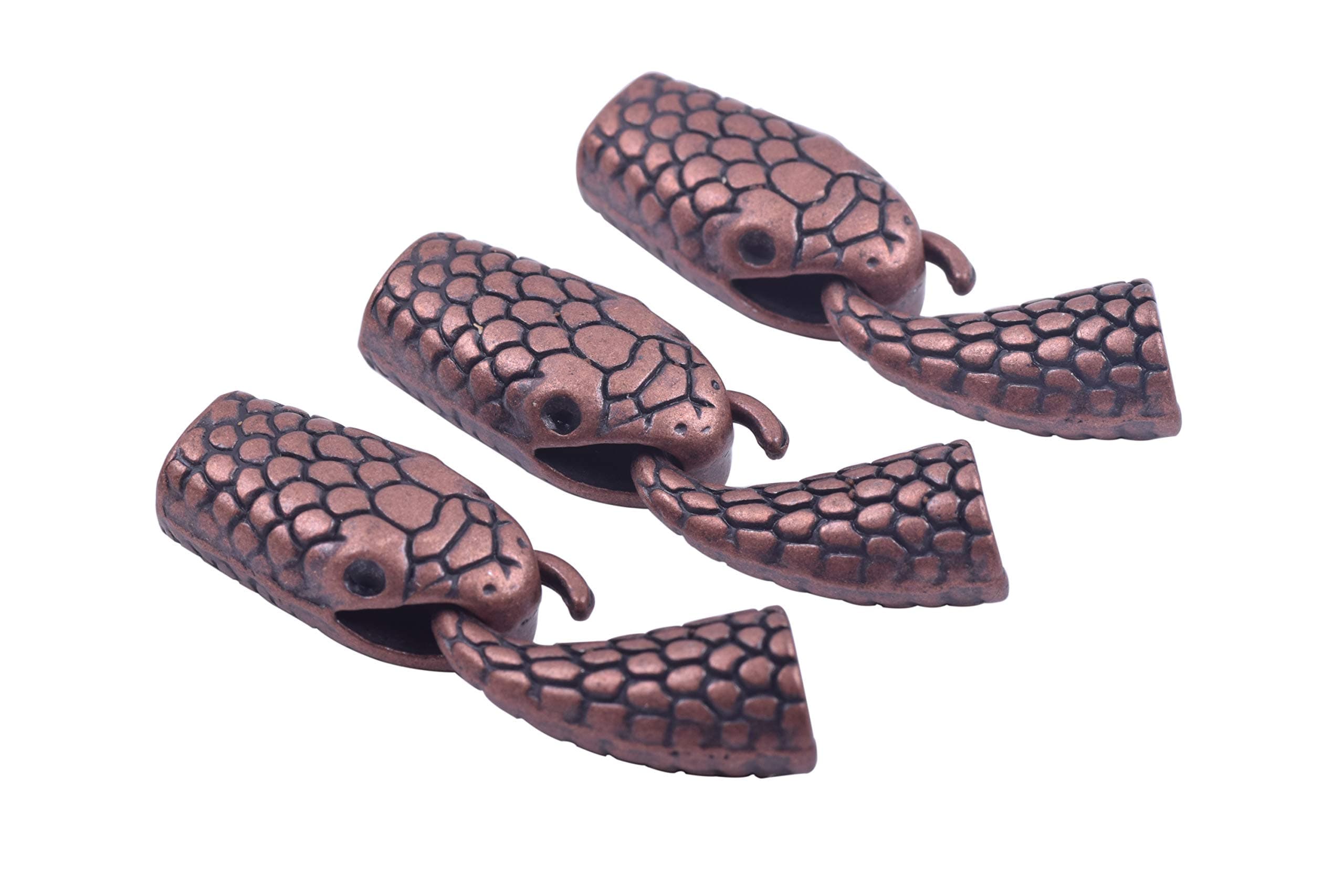 KONMAY 5 Sets 7.0mm Snake Shaped Hook Bracelet Clasps Set for Braclet Making, Antique Copper