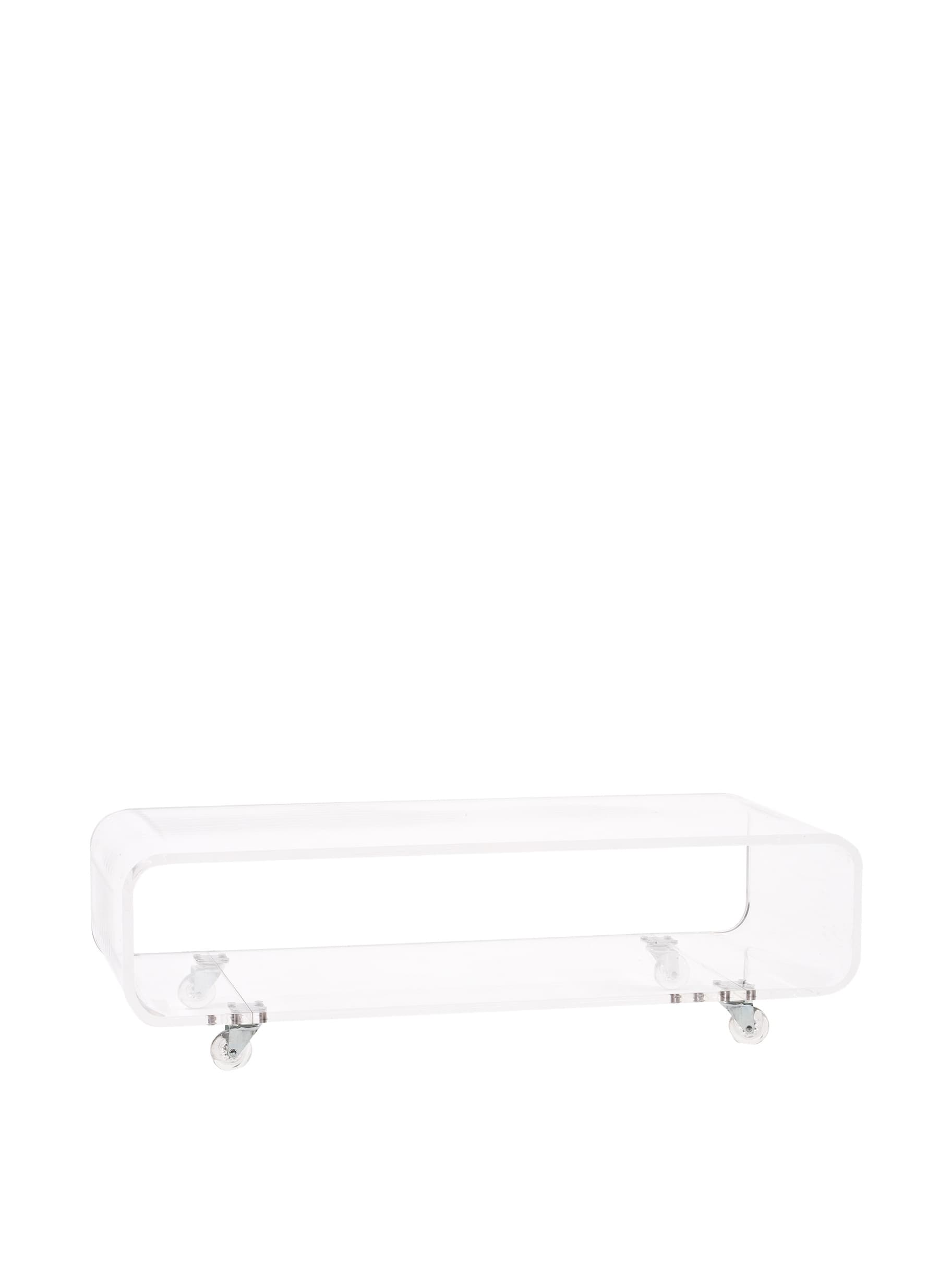 Pure Décor Acrylic Rolling Coffee Table, Clear
