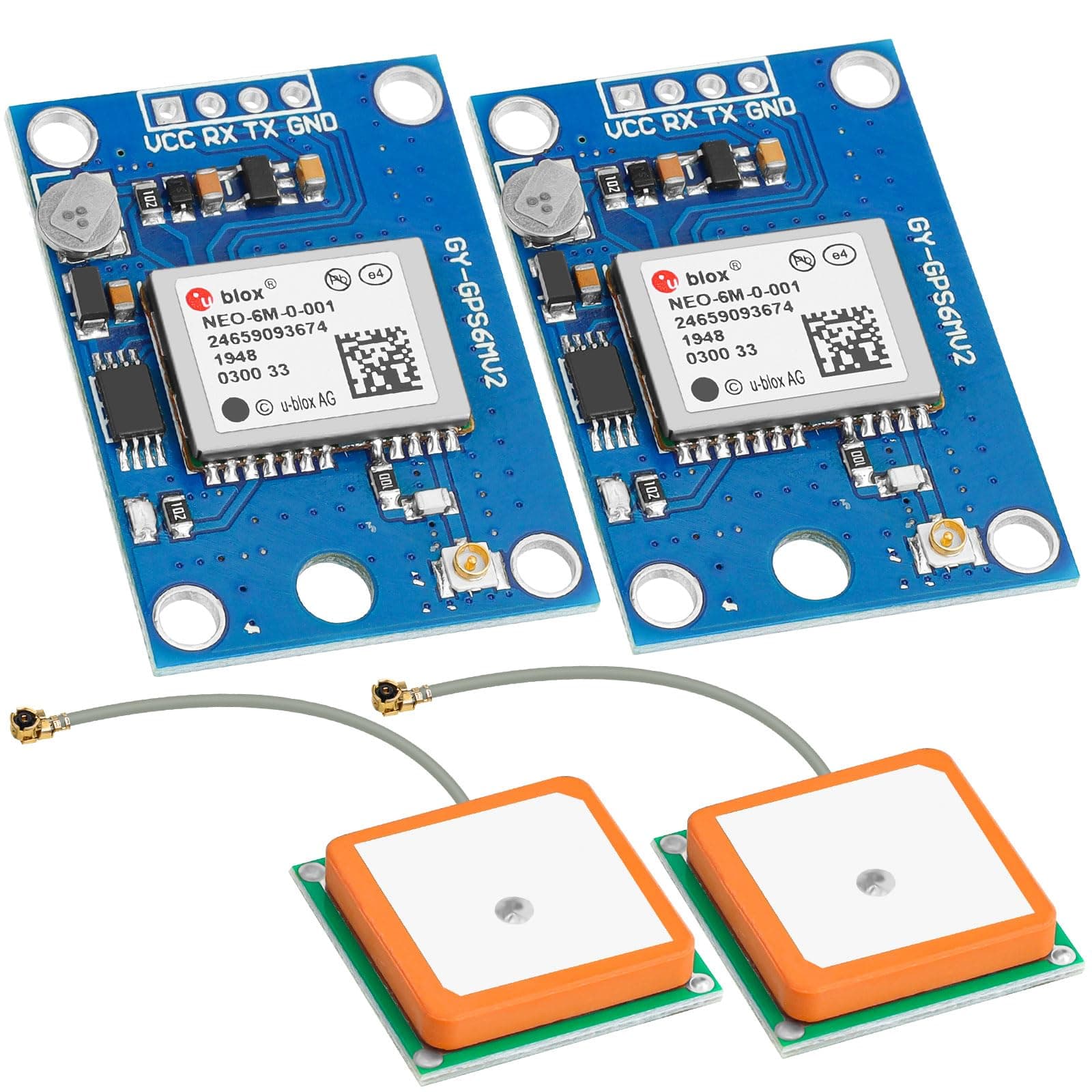 2 Pack GY-NEO6MV2 NEO-6M GPS Flight Controller Module 3V-5V with Super Strong Ceramic Antenna Compatible with Arduino EEPROM APM 2.5
