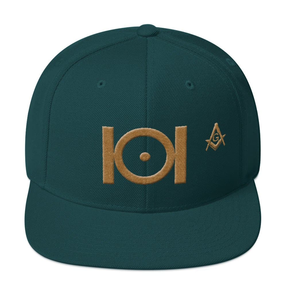 Masonic Snapback Hat 3D Puff Embroidery Old Gold