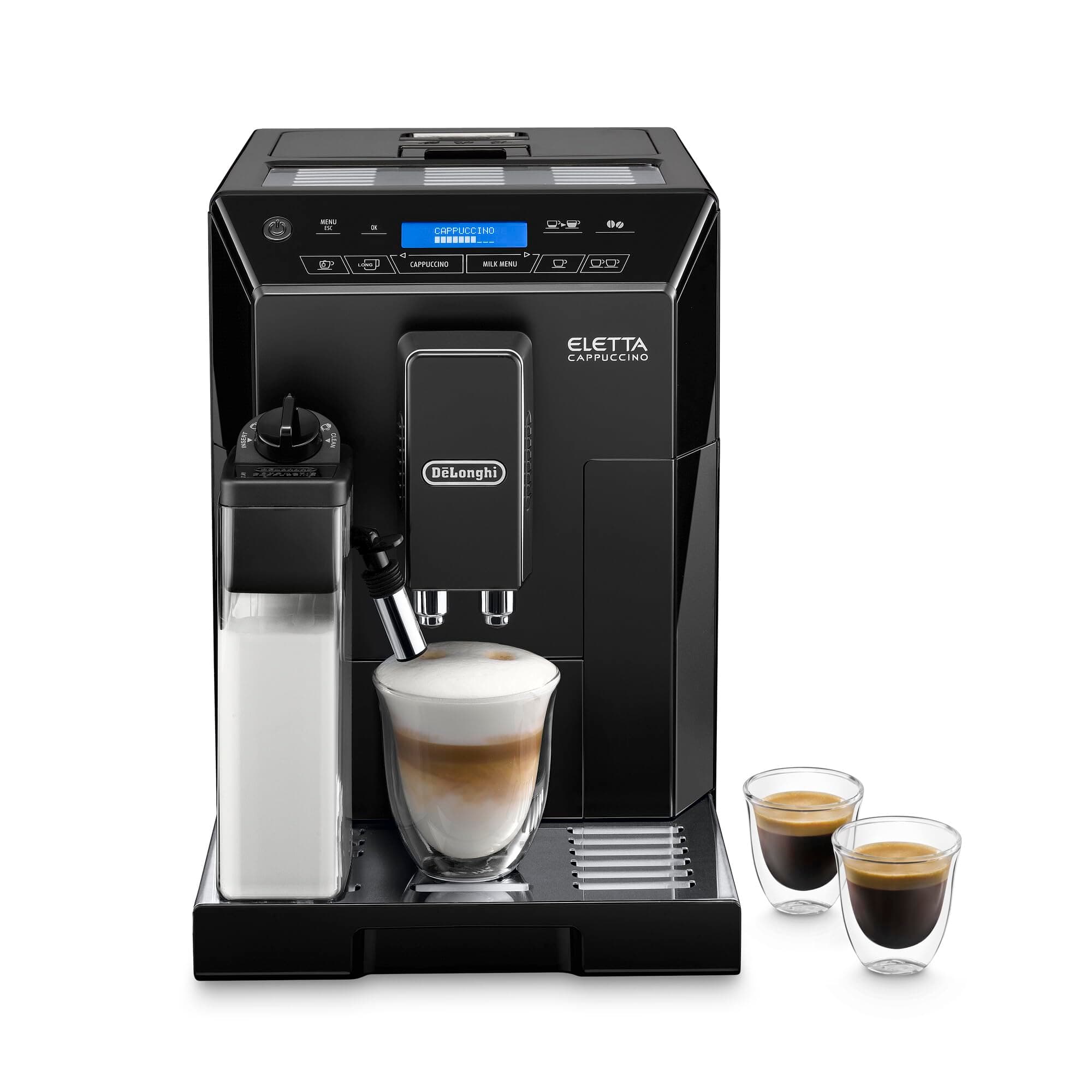 Eletta, Fully Automatic Bean to Cup Coffee Machine, Cappuccino and Espresso Maker, ECAM 44.660.B, 2 liters, Black