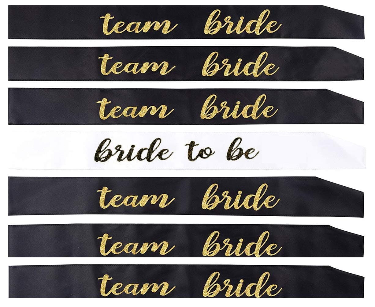Bachelorette Sashes, Shellvcase 7Pcs Bride and Bridesmaids Sash Set,Bride Bachelorette Party Sash, Unique Sash for Bride and Bridesmaid Gift, Bonus 14 Pins