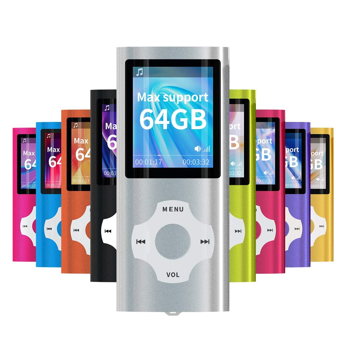 MP3/MP4 Portable Player,1.8 Inch LCD Screen,Max Support 64GB,Silver