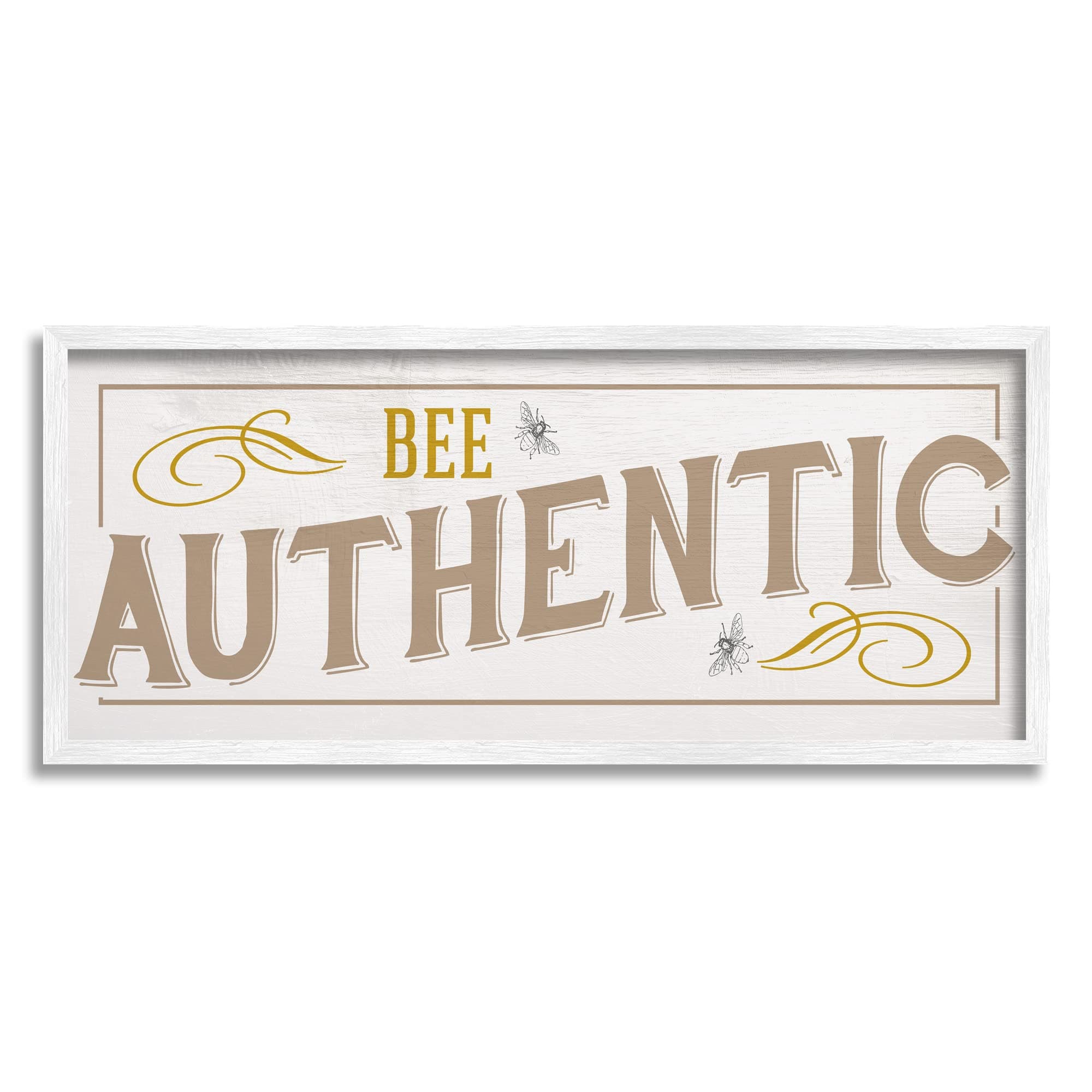 Stupell Industries Vintage Bee Authentic Sentiment Insect Pun White Framed Wall Art, 30 x 13