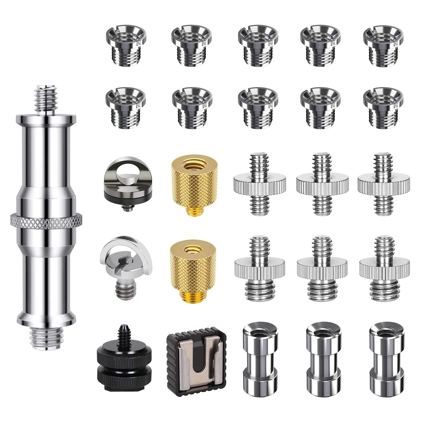 Joyzzz Camera Screw Mount Set, 26 Pcs Camera Tripod Adapter, 1/4 Inch and 3/8 Inch Converter Threaded Screws Camera Mount Adapter, Tripod Accessories for Tripod/Monopod/Quick Release Plate