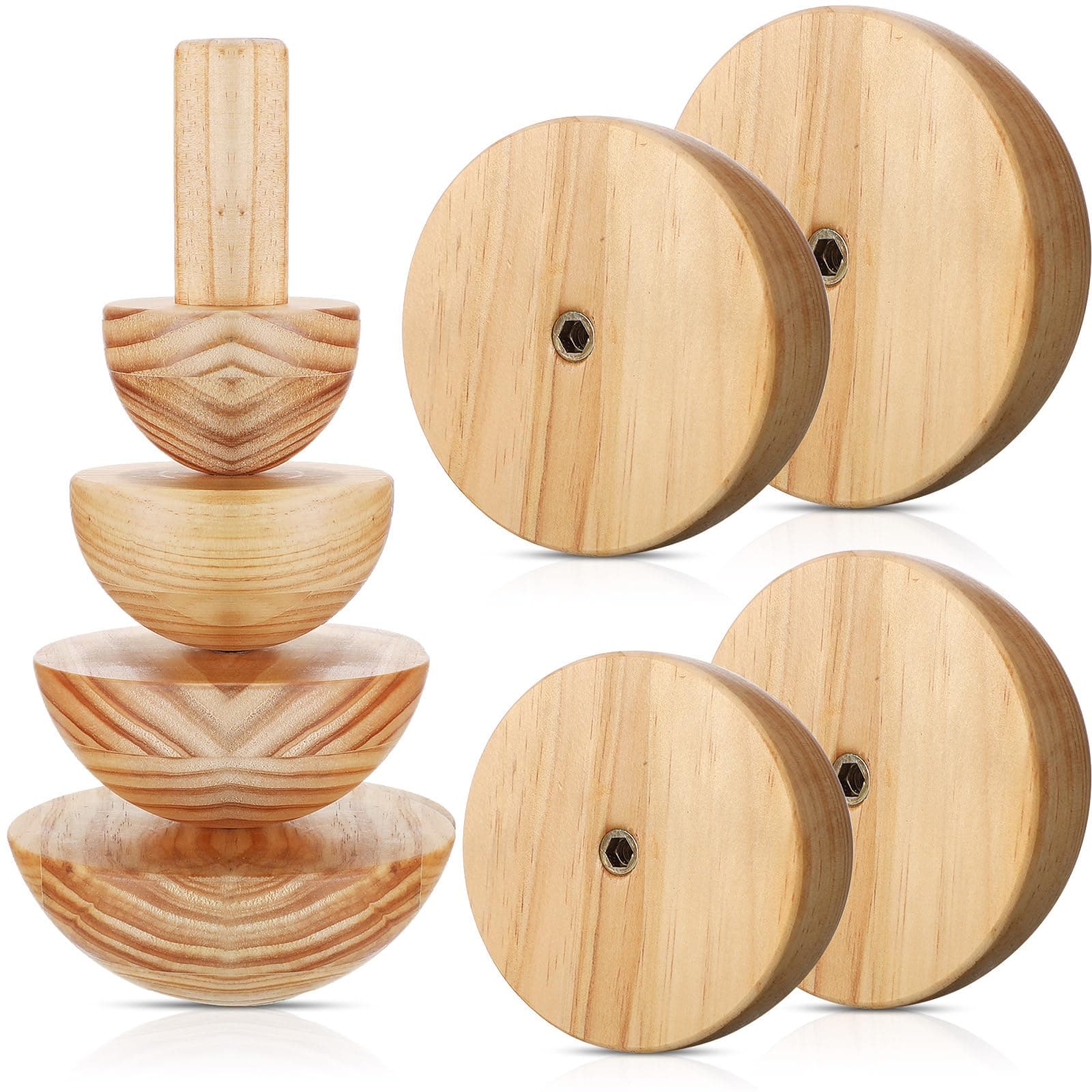 4 Pack Pottery Molds Plaster Molds Wood Pottery Tools with Handle for Ceramic Top Forms DIY Bowls Plate Dish Slump Press Art Making(Hemispherical,3.5'' 4.5'' 5.5'' 6.5'' Thickness 2.5'')