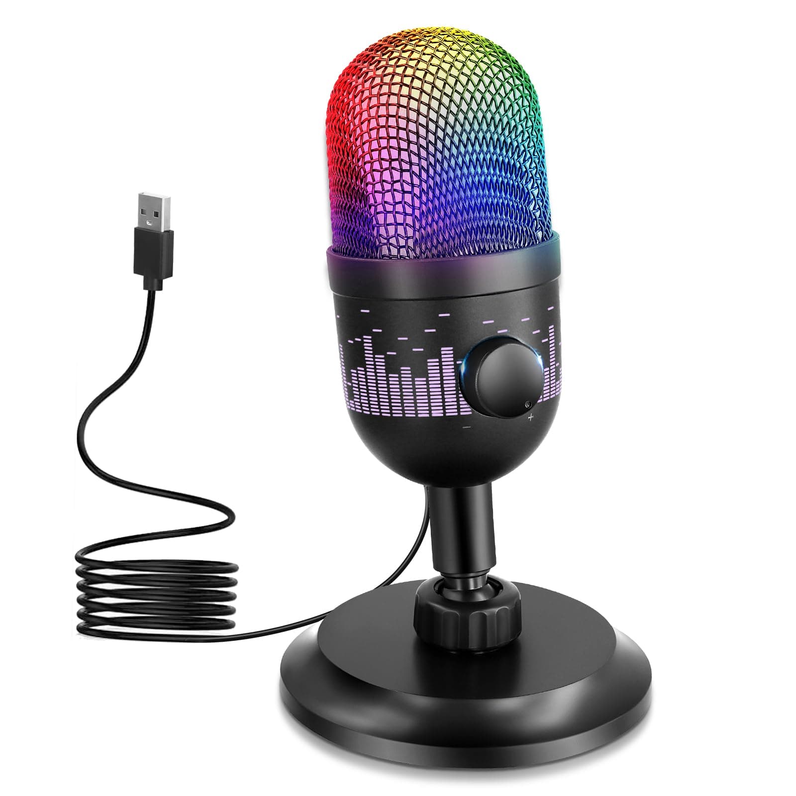 USB Gaming Microphone, Mic for PC, Condenser Microphone with Quick Mute and Noise Reduction for Streaming Podcast Recording Studio Singing Compatible with Laptop/PC/Mac/PS4/PS5
