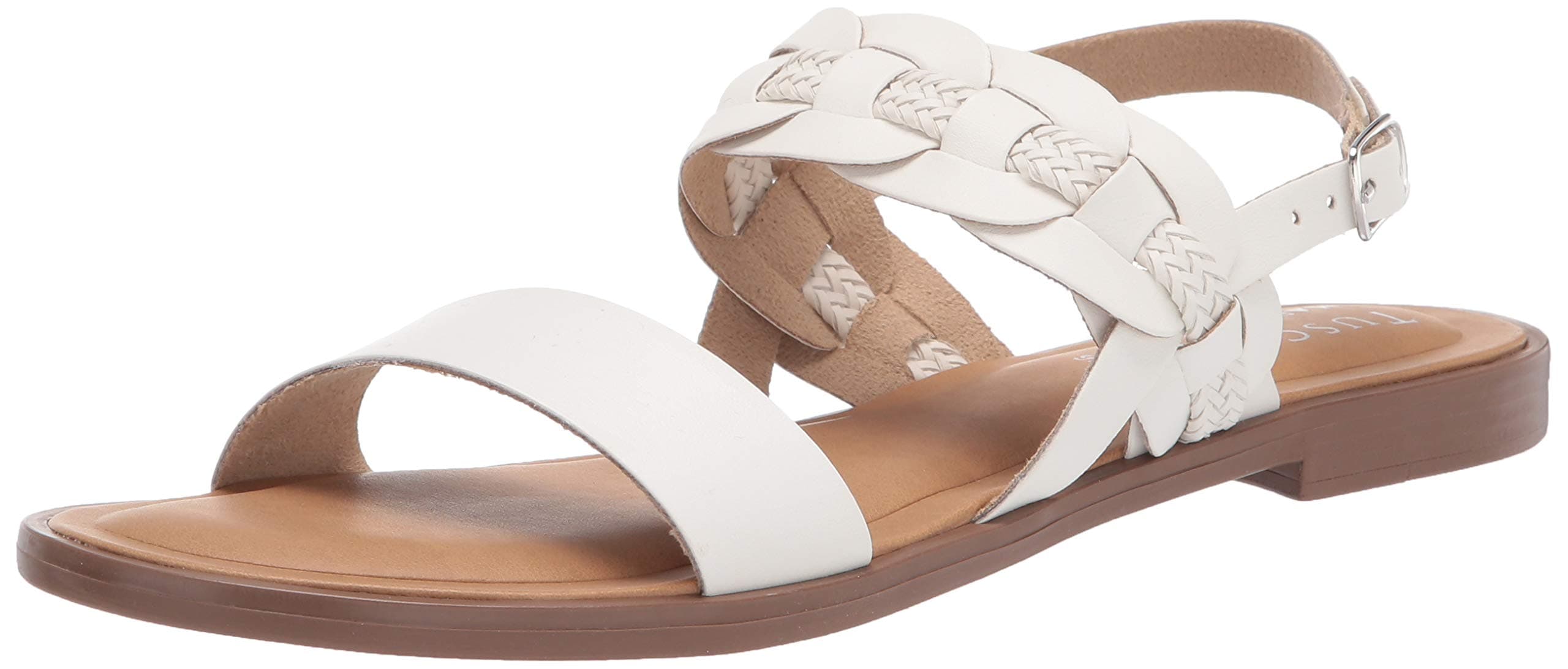 Tuscany Women's Flat Sandal, White, 5
