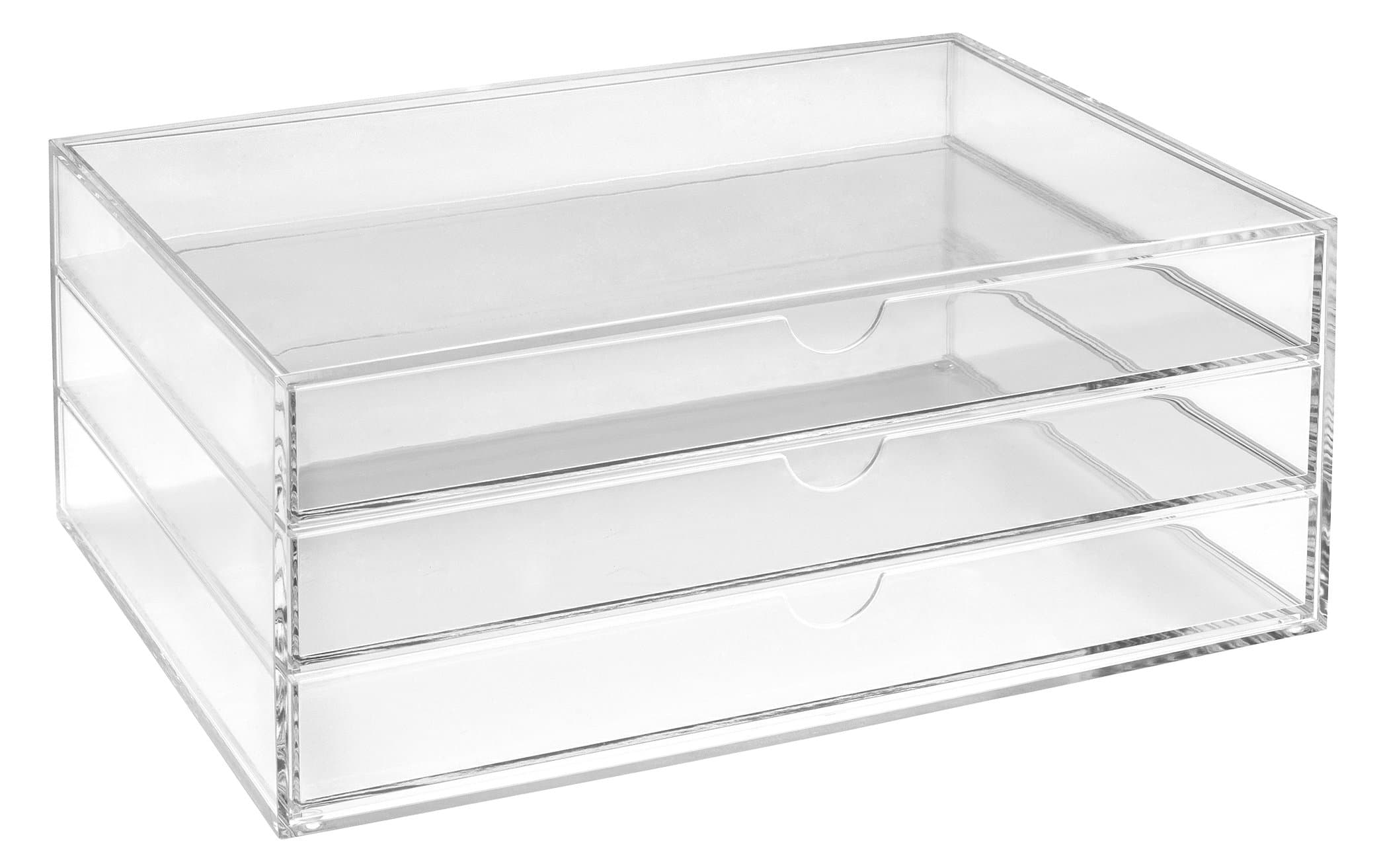 Landscape Clear Acrylic 3 Tier Paper Sorter, A4 Document Storage, Filing Drawers, Paperwork Organiser, Desk Tidy, Cosmetic Storage, Lego Sorter, Coffee Capsule Pods Holder