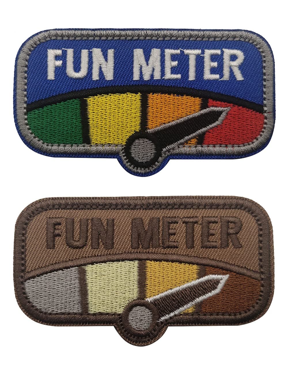 2 PCS AliPlus Fun Meter Patches Tactical Morale Military Patch Embroidered Patch Hook and Loop(Blue Color Brown)